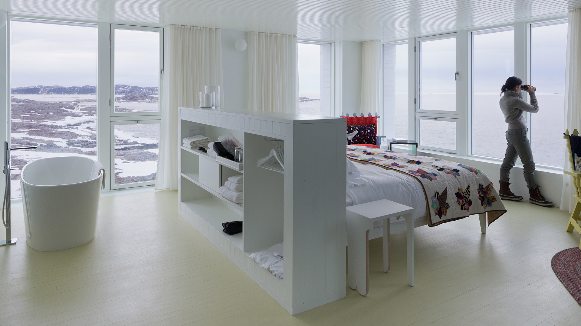  North America & Canada, Canada, Newfoundland, Fogo Island Inn, Corner Bedroom