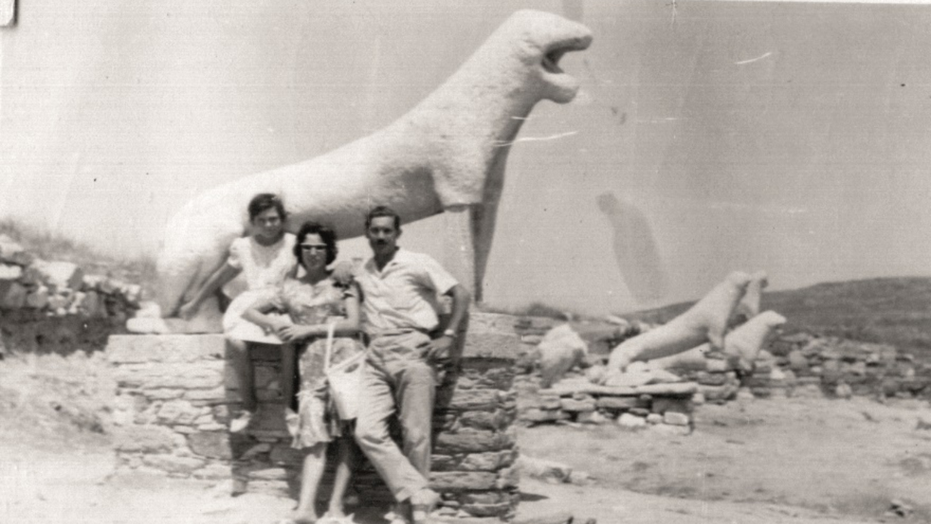 Old image - statues and family