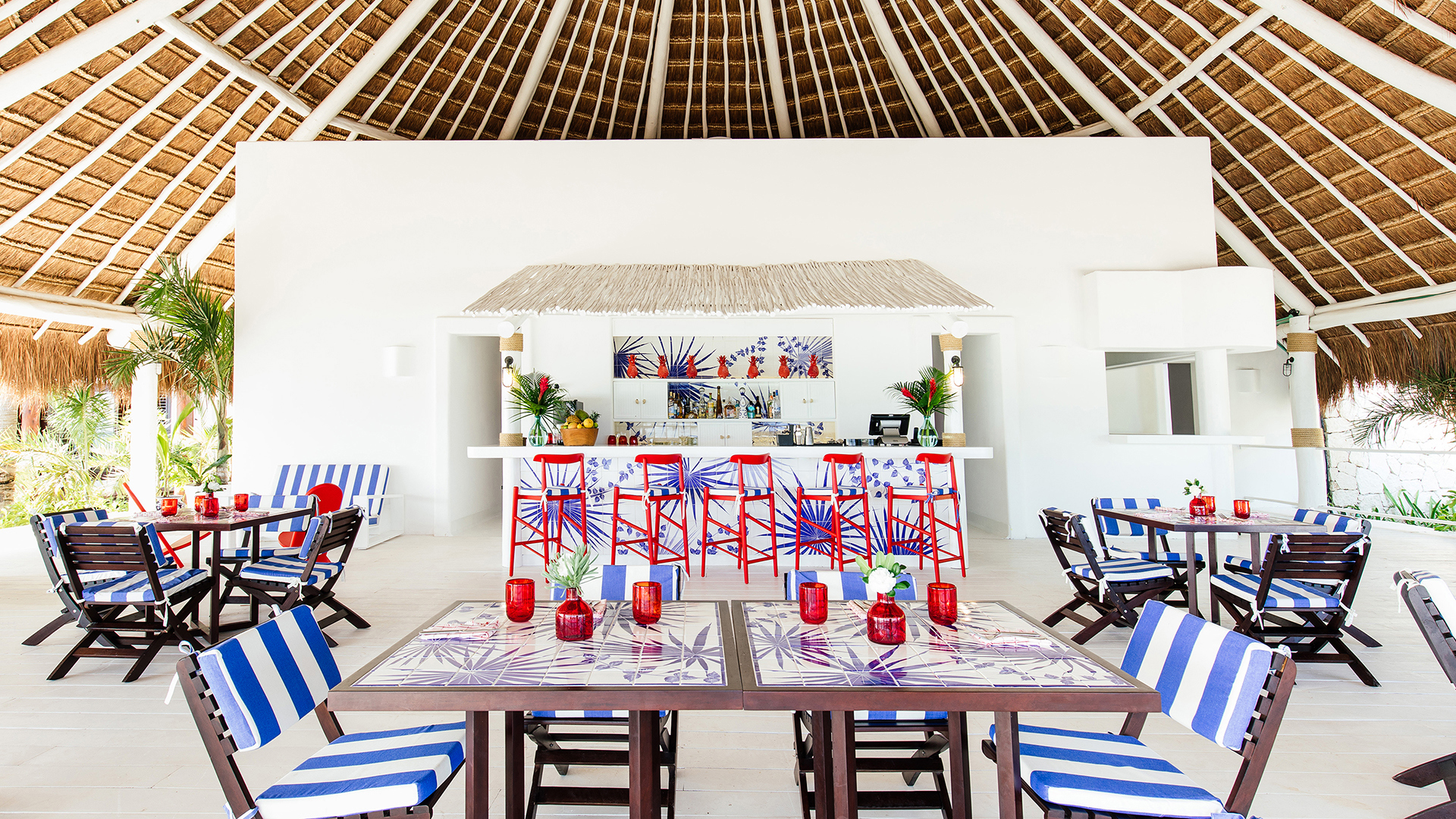 Caribbean, Mexico, Hotel Esencia, Restaurant garden