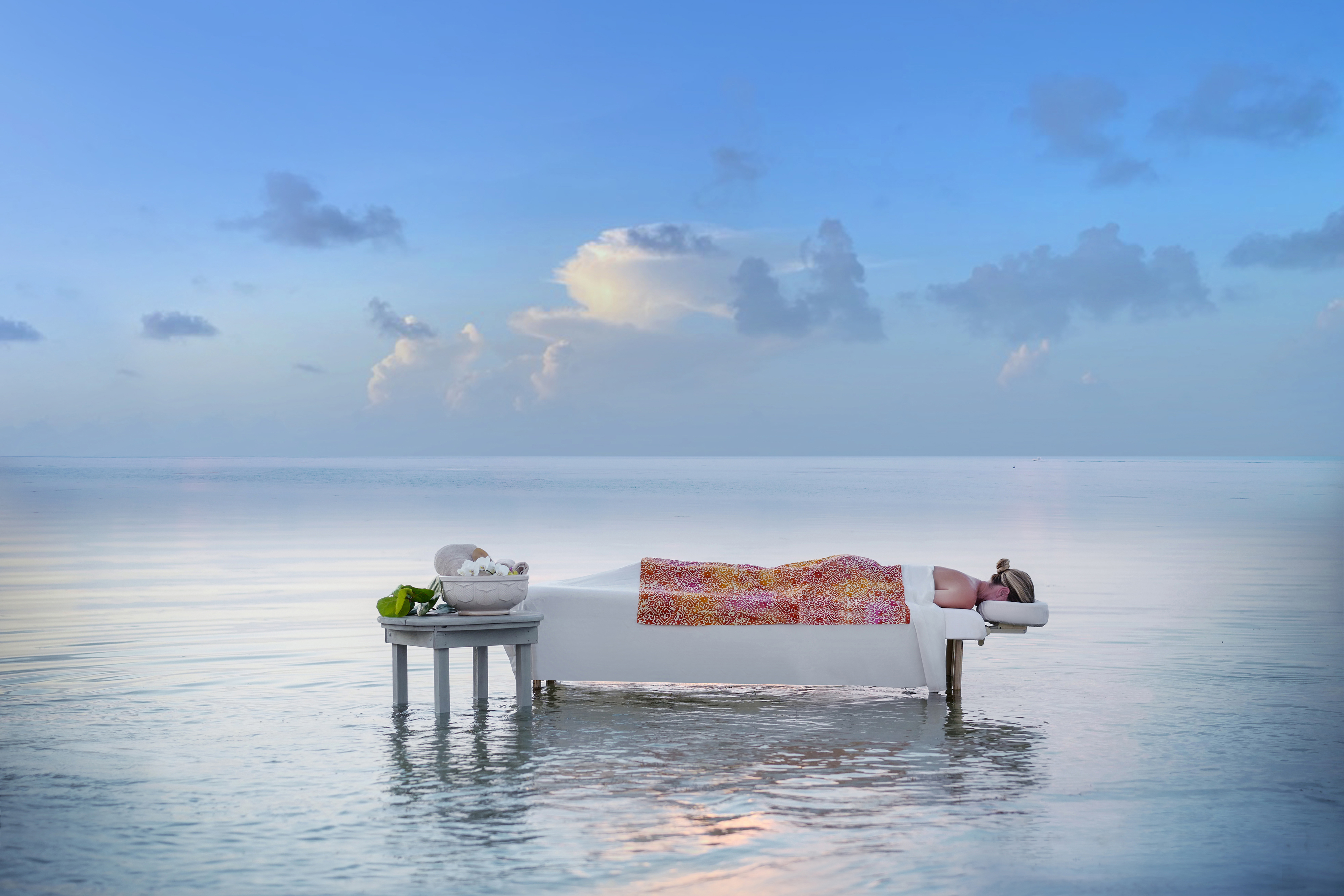 Massage in the ocean at Little Palm Island Resort in Florida