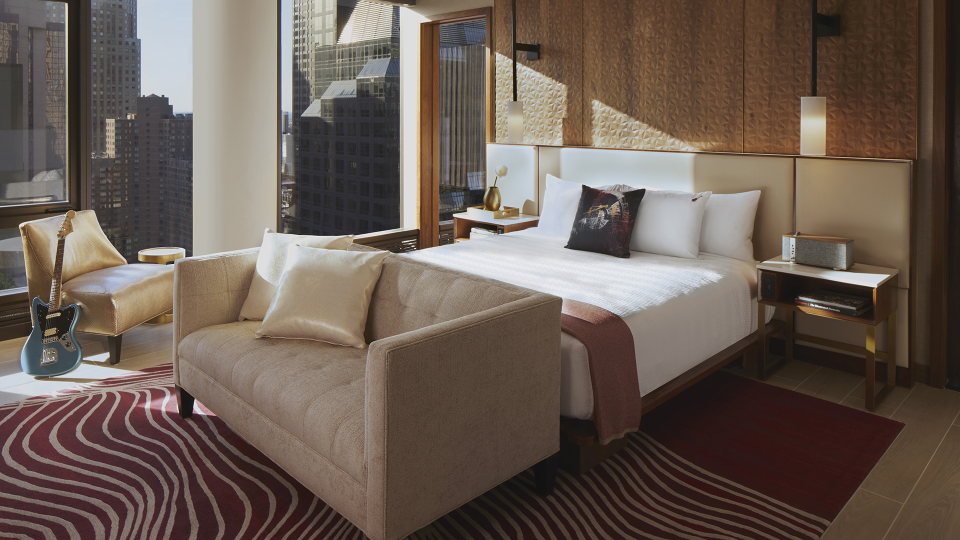  North America, New York, Hard Rock Hotel New York, Rockstar Suite Bedroom View