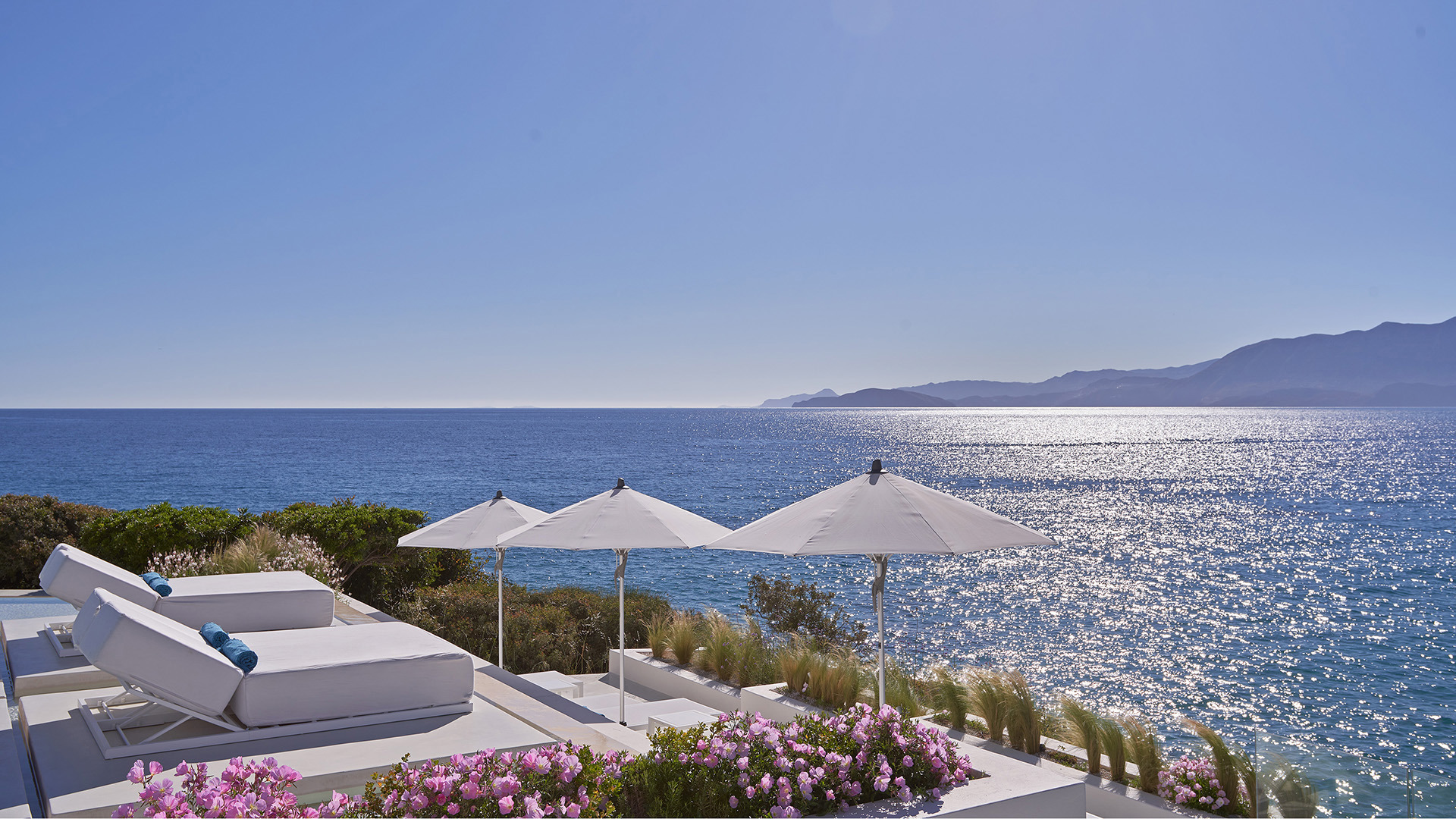 Europe, Greece, Crete, The Island Concept, Front Sunbeds View