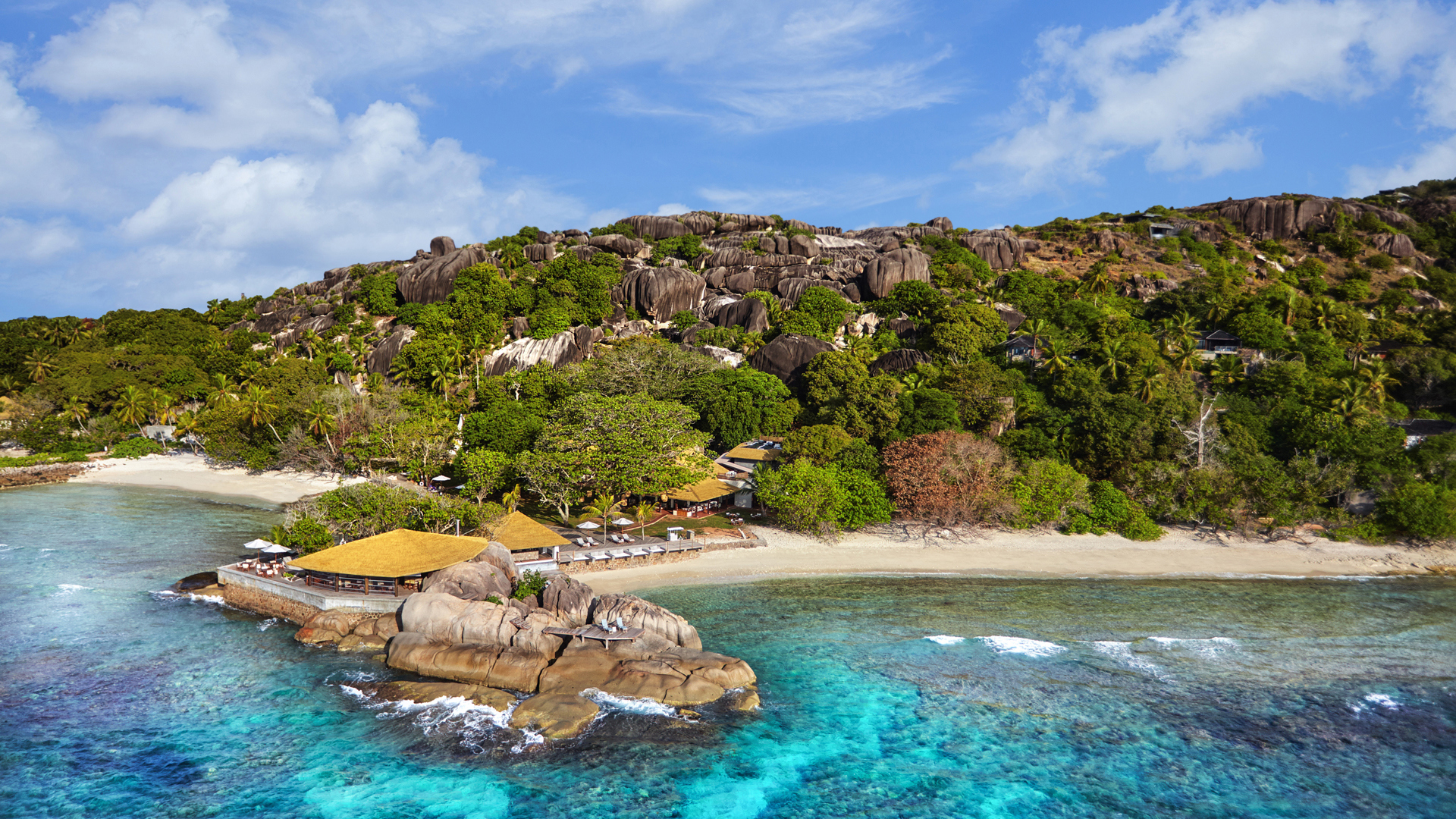 Indian Ocean, Seychelles, Six Senses Zil Pasyon, Aerial view