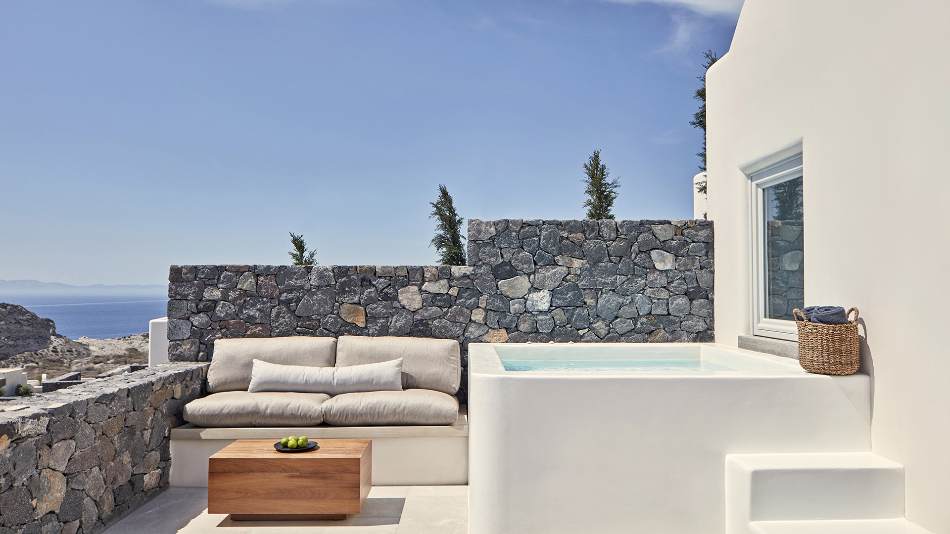 Europe, Greece, Santorini, Canaves Oia Epitome, View