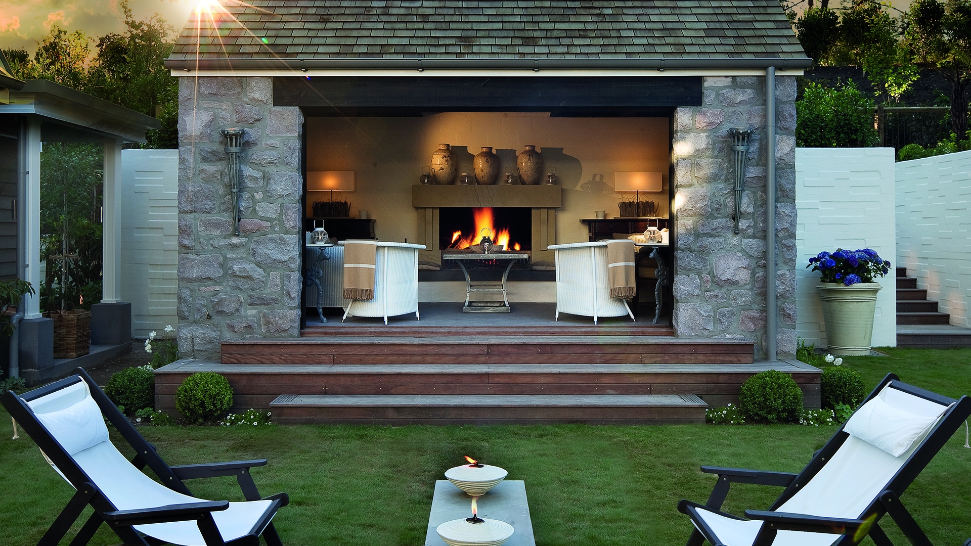  Worldwide, New Zealand, Huka Lodge, Pavilion exterior garden