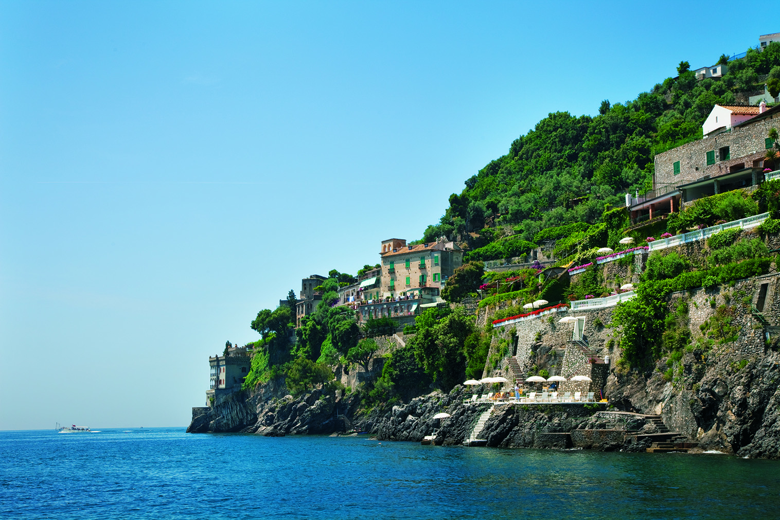Europe, Italy, Amalfi Coast, Palazzo Avino, rocky coastline