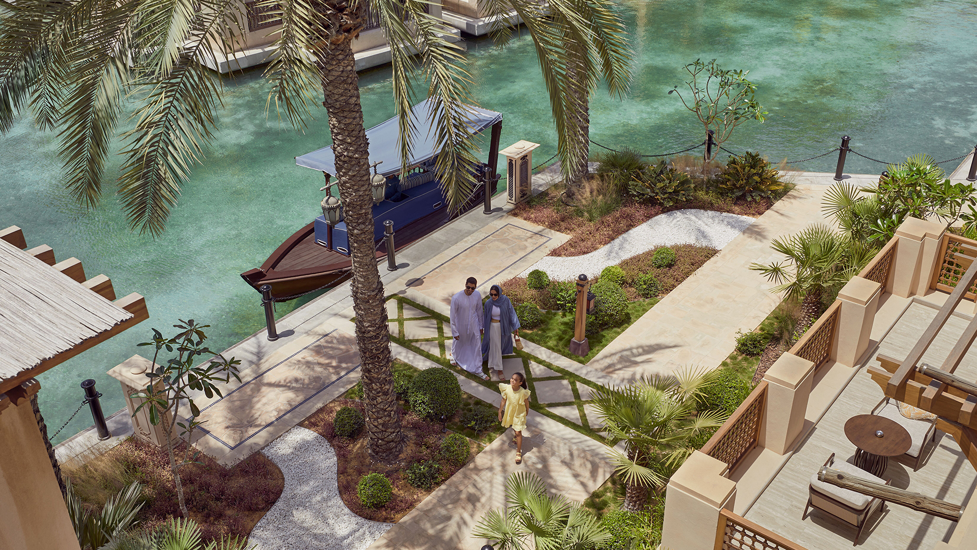 Arabia, Dubai, Malakiya Villas, Boat dock
