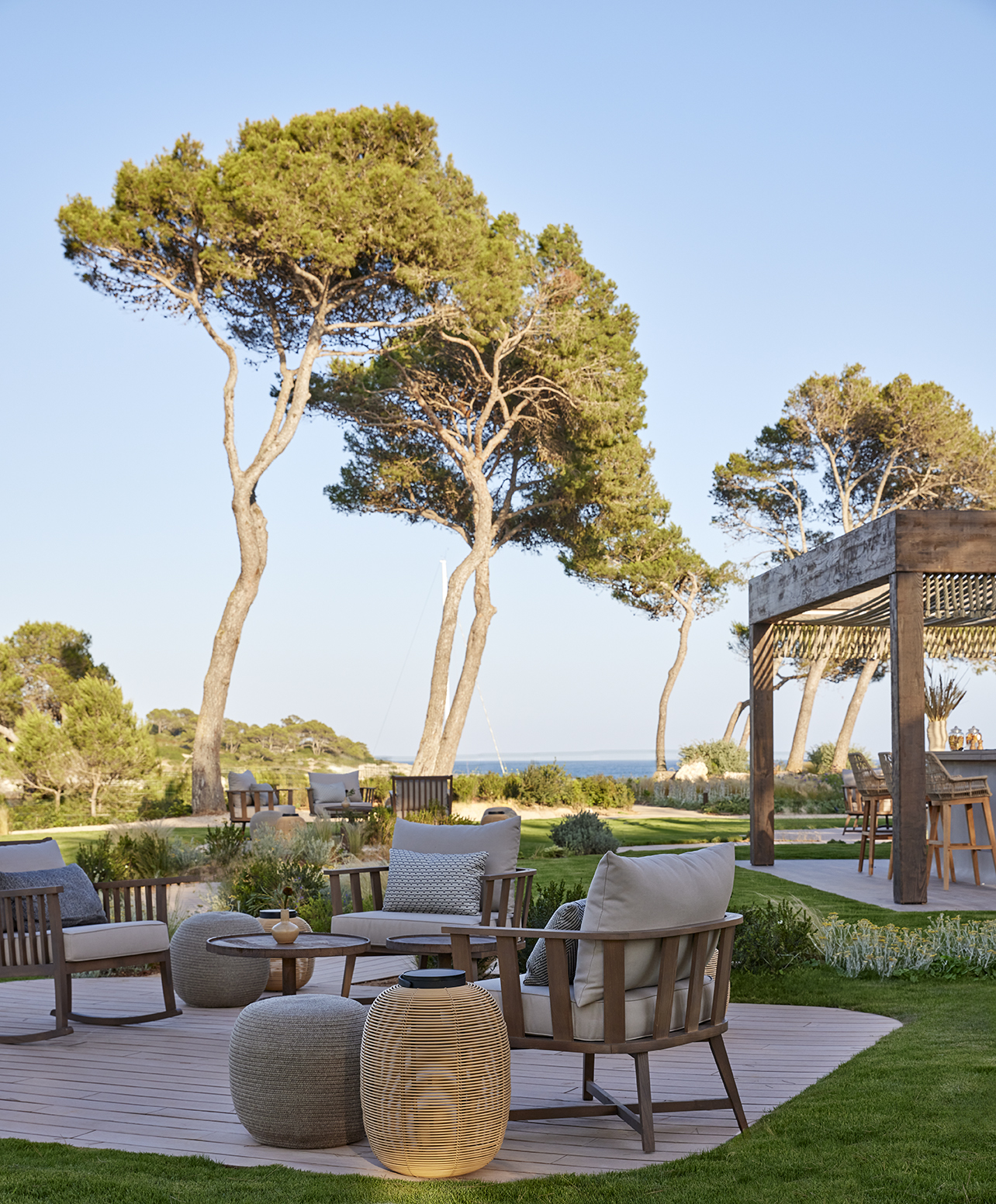 Europe, Spain, Mallorca, Ikos Porto Petro, outdoor seating at porto petro bar