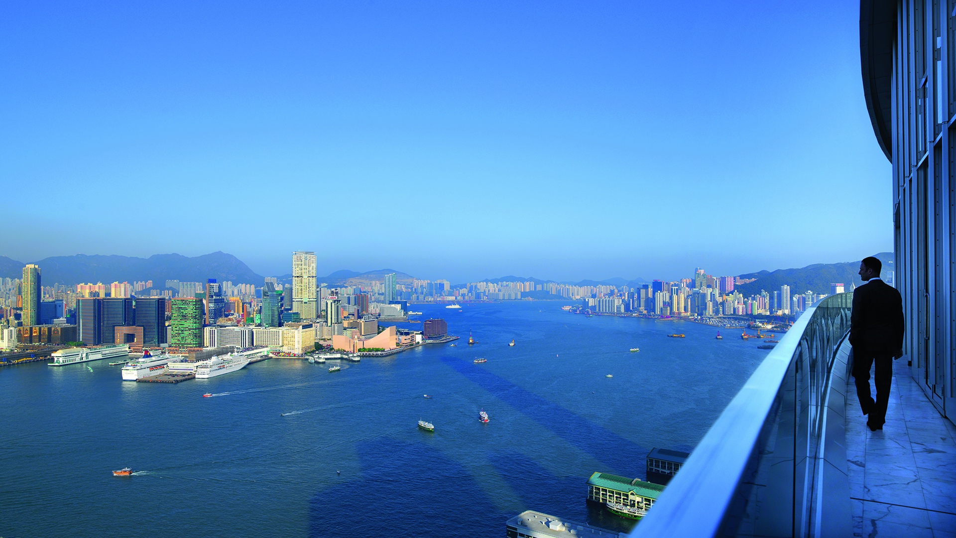 Asia, Hong Kong, Four Seasons Hotel Hong Kong, Balcony view