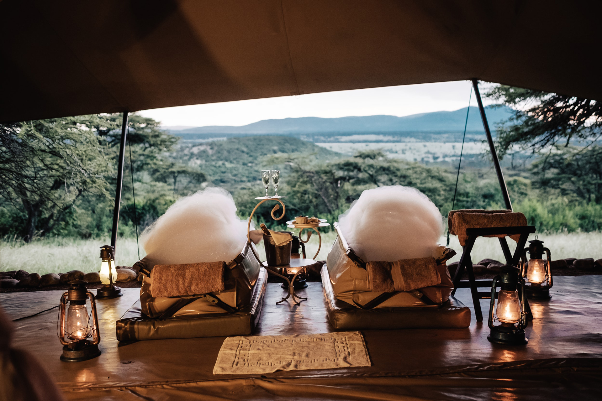 Two bubble baths at Cottars Camp 1920