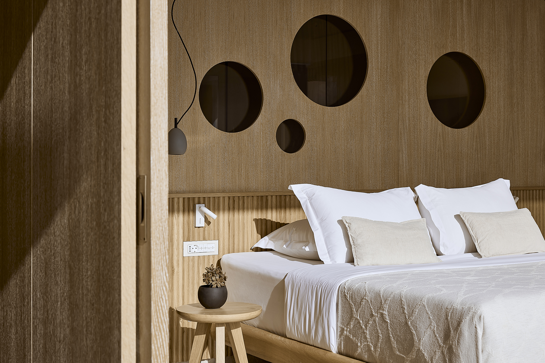 Europe, Greece, Crete, St. Nicolas Bay Resort Hotel & Villas, Olives & Sea Suite bedroom details