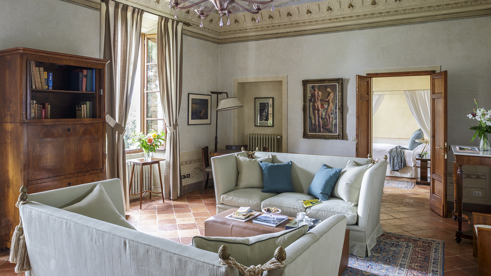 Europe, Italy, Tuscany, Borgo Pignano, Villa Suite Marchese Lounge