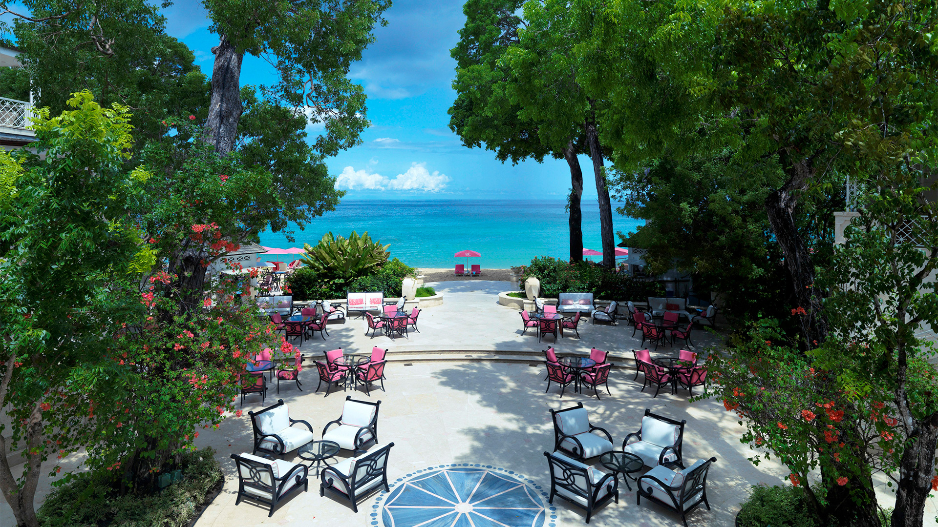 Courtyard seating at Sandy Lane