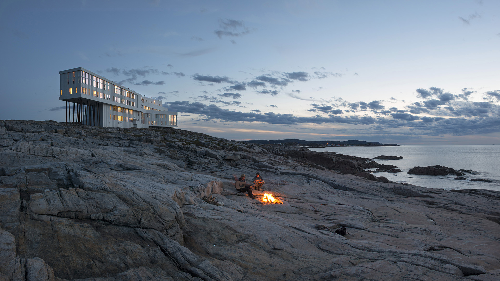  North America & Canada, Canada, Newfoundland, Fogo Island Inn, Bonfire
