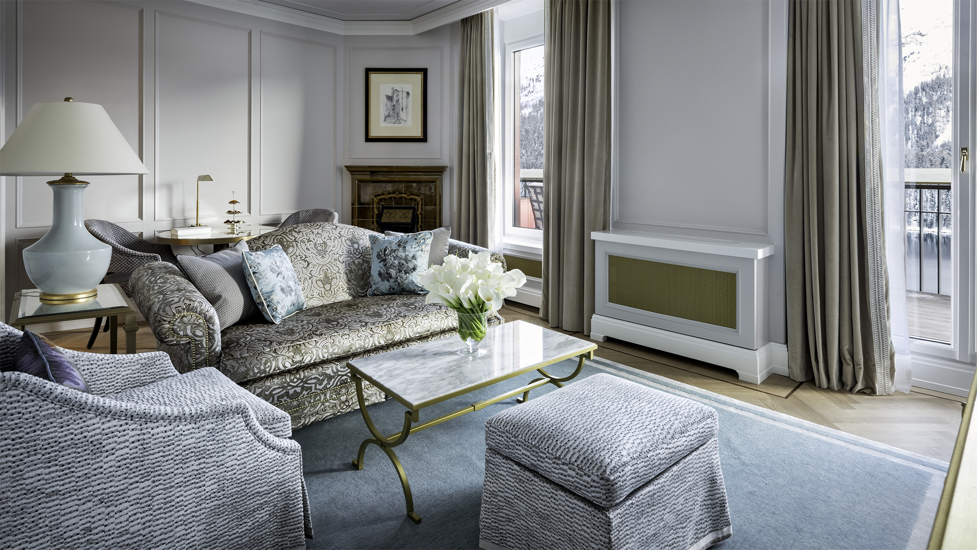 Ski & Snow, St Moritz, Switzerland, Badrutt's Palace Hotel, Suite Lounge