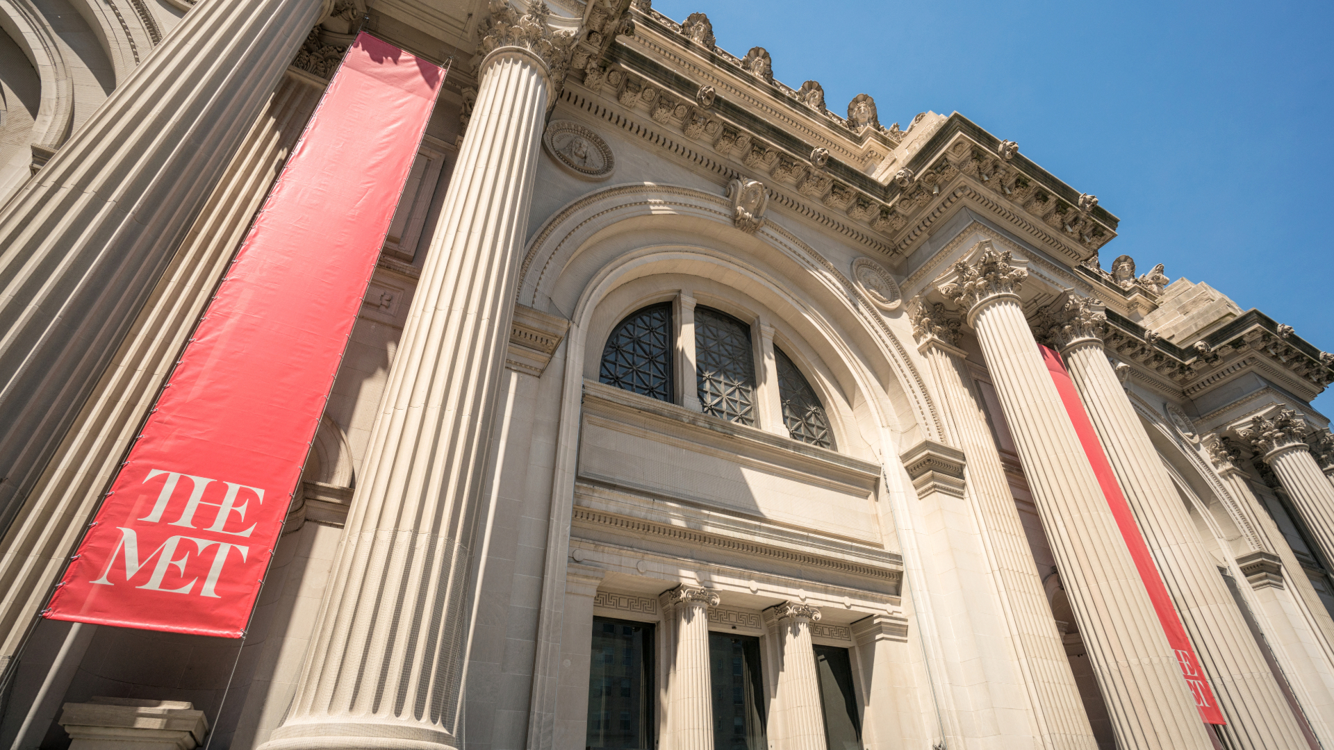 The columns and concrete of the exterior of The Met building