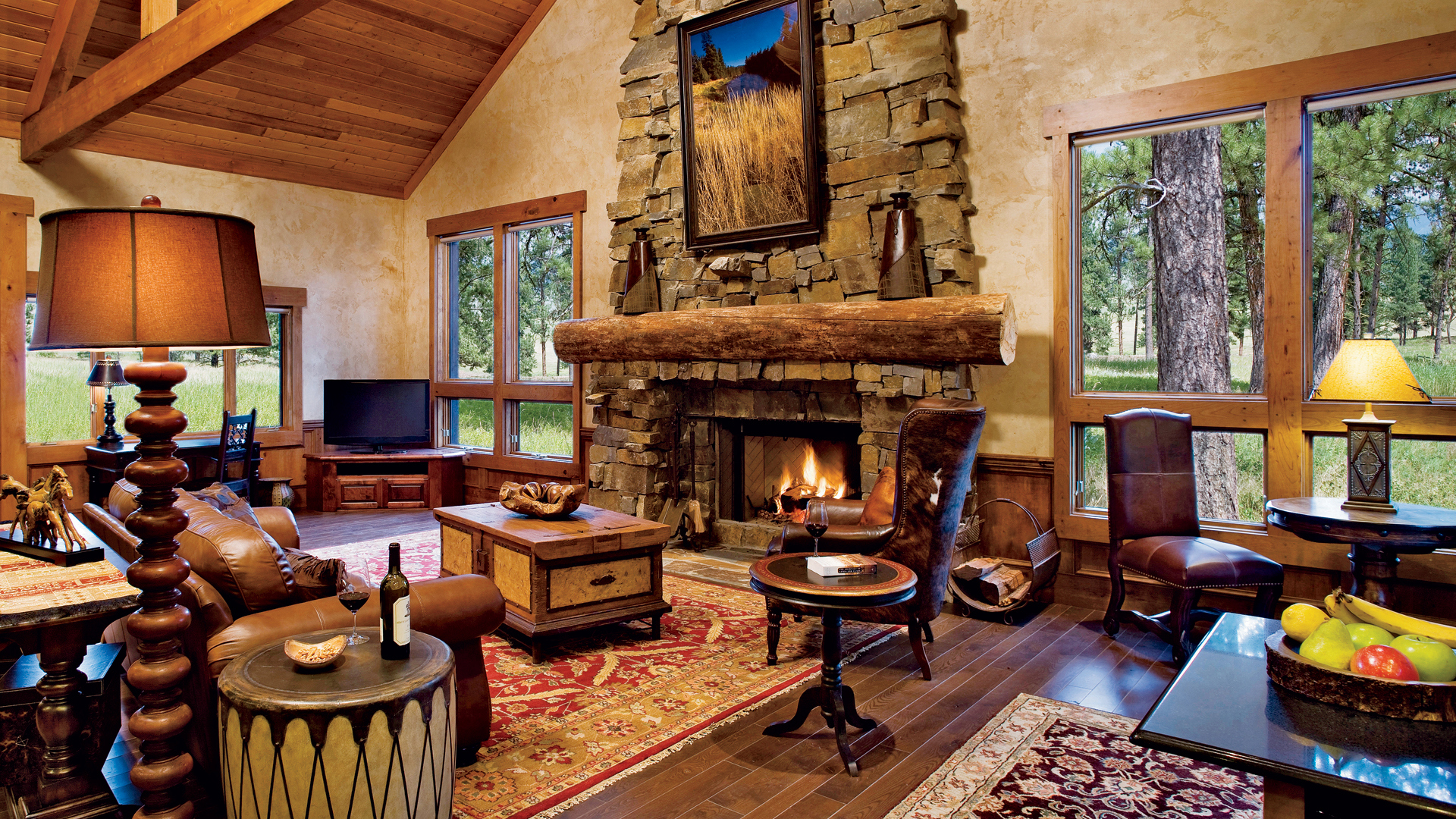  USA, Luxury Montana Holidays, The Resort at Paws Up, Wilderness Estate living room