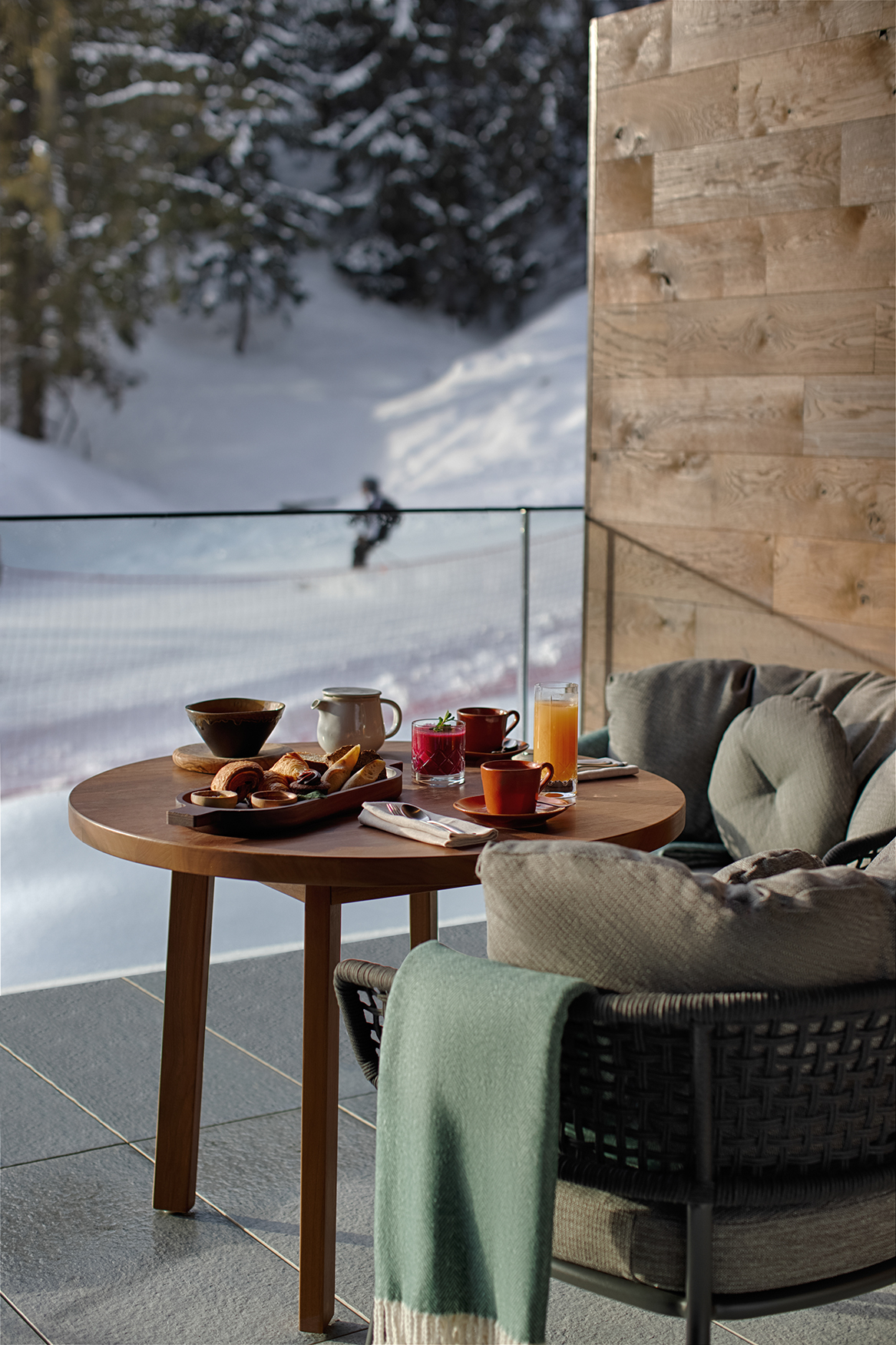 Ski & Snow, Europe, Switzerland, Crans-Montana, Six Senses Crans-Montana, terrace breakfast