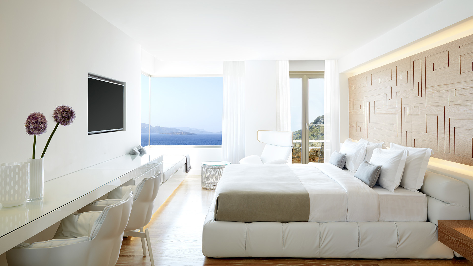 Europe, Greece, Crete, Daios Cove Luxury Resort & Villas, Mansion Bedroom