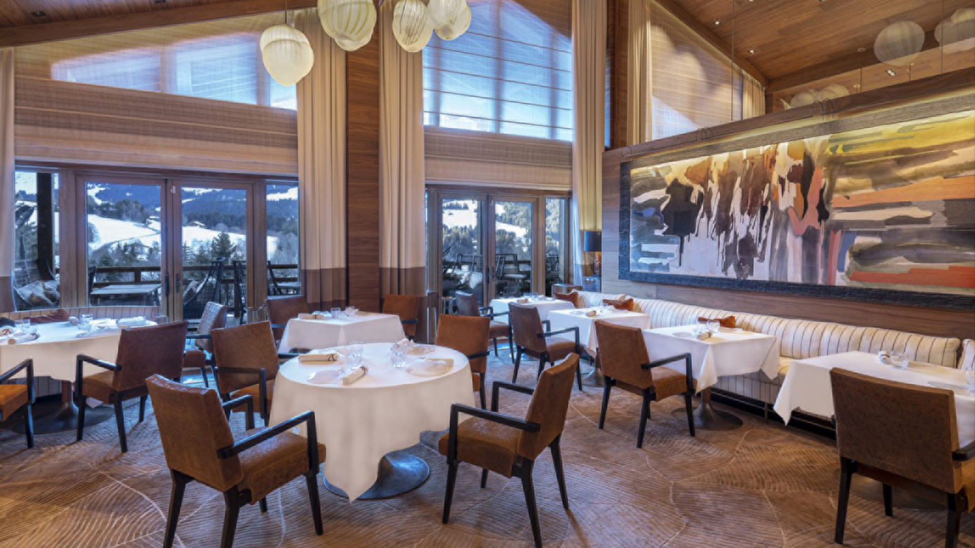 France, Megève, Four Seasons Hotel Megève, Restaurant Interior