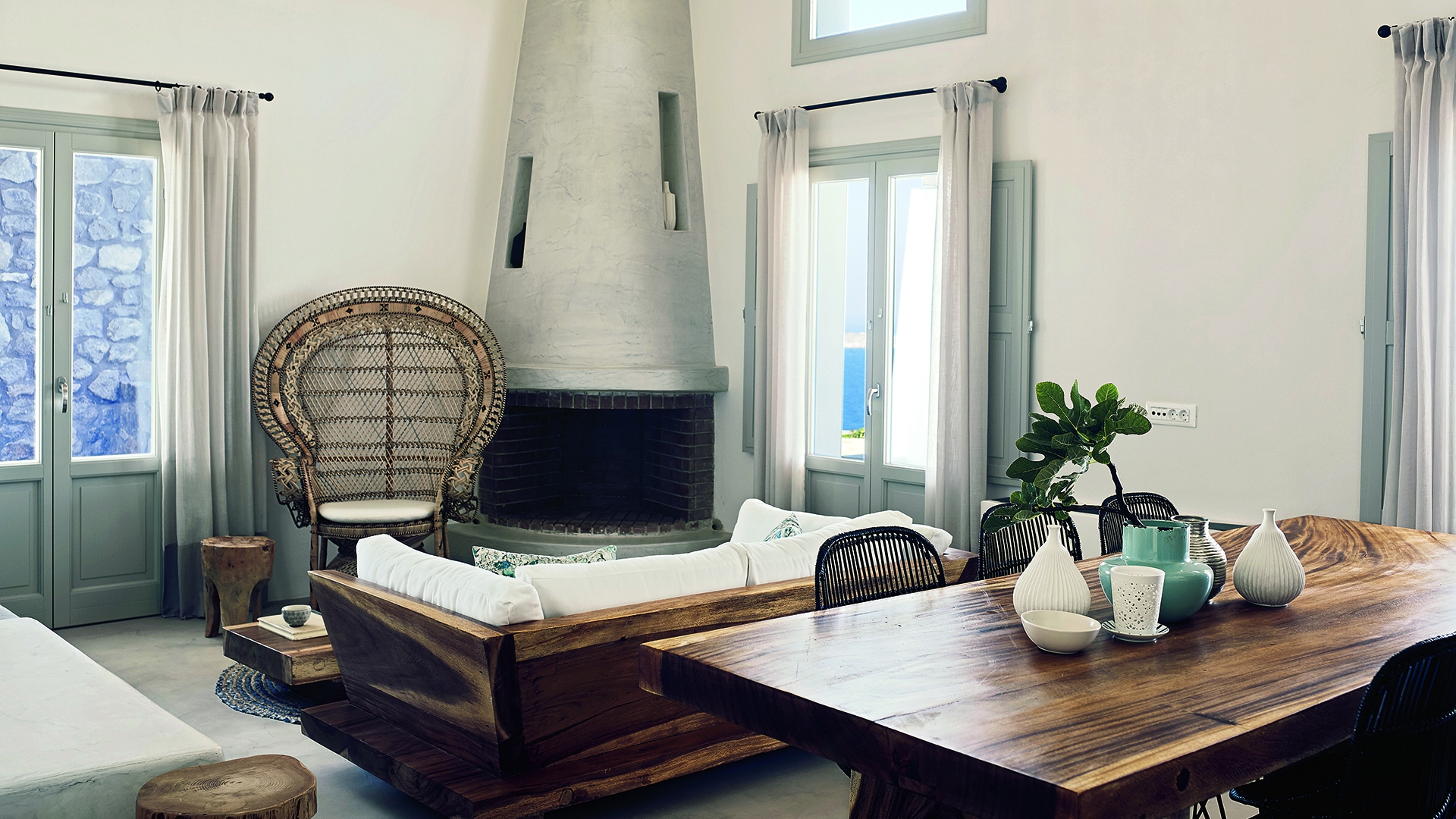 Europe, Greece, Santorini, Santo Pure Oia, Suite Lounge