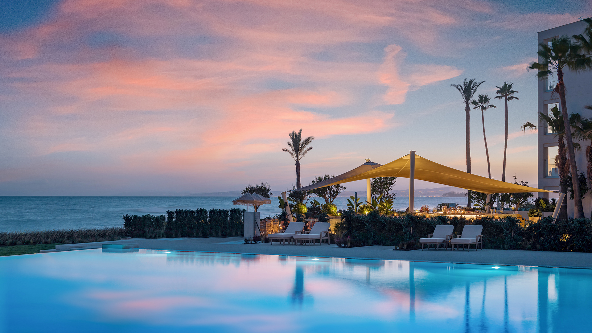 Europe, Spain, Mainland, Ikos Andalusia, Pool Sunset