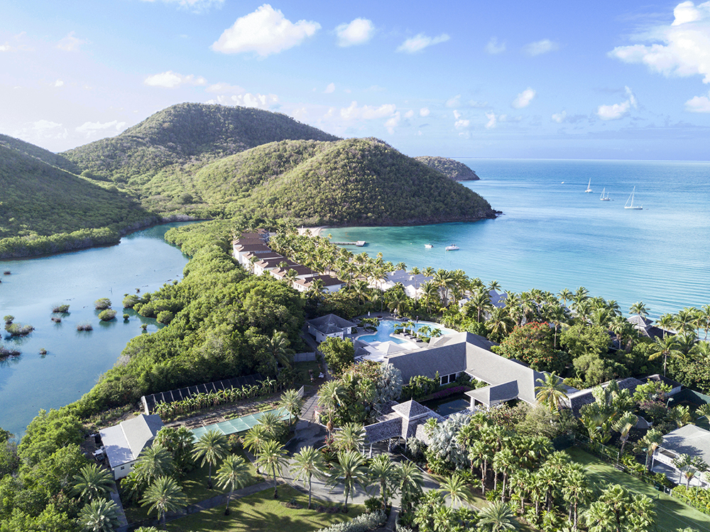 Caribbean & Mexico, Antigua, Carlisle Bay, Aerial view 