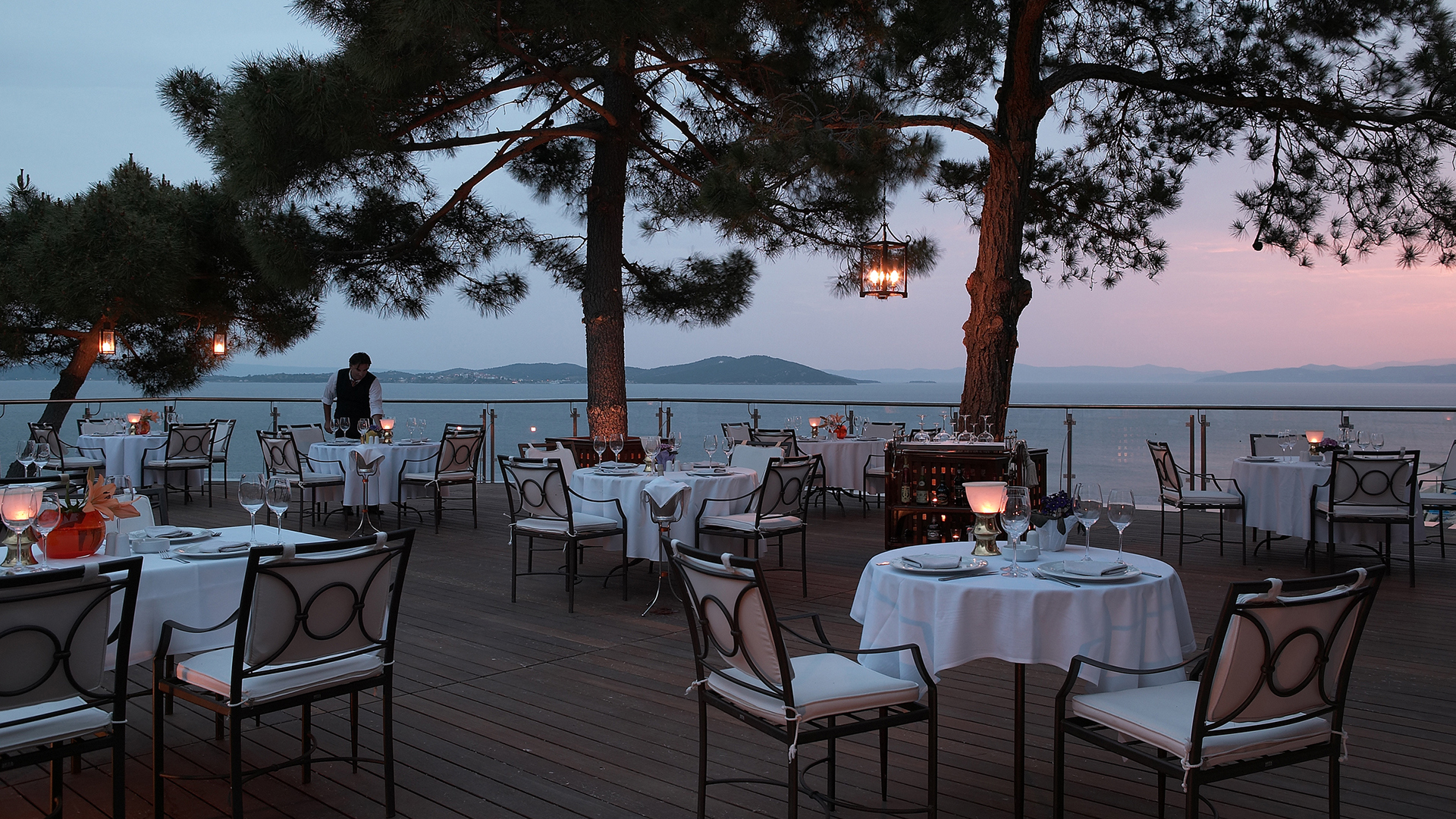 Europe, Greece, Halkidiki, Eagles Palace, Kamares restaurant terrace