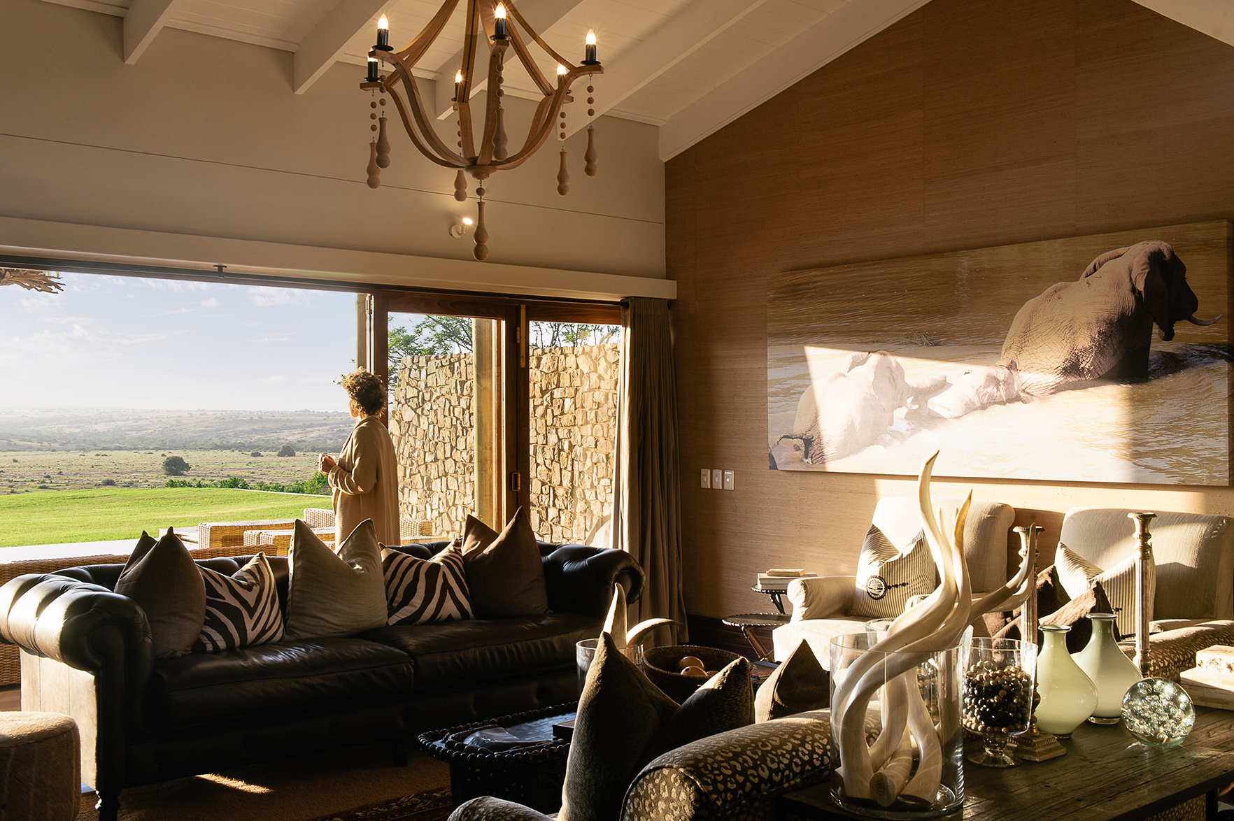 Africa, South Africa, Kwandwe Private Game Reserve Fort House, lounge 