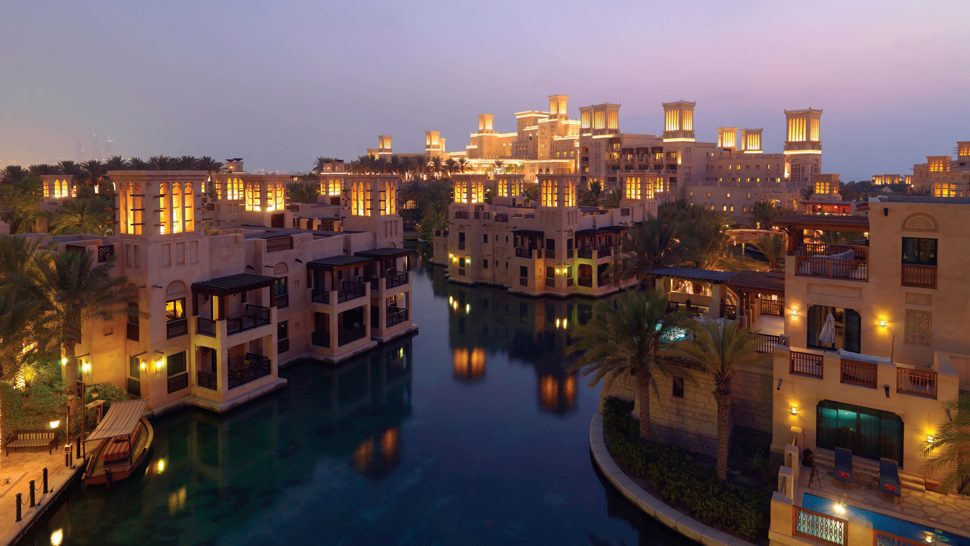 Indian Ocean, Arab Emirates, Dubai, Jumeirah Dar Al Masyaf, Exterior night