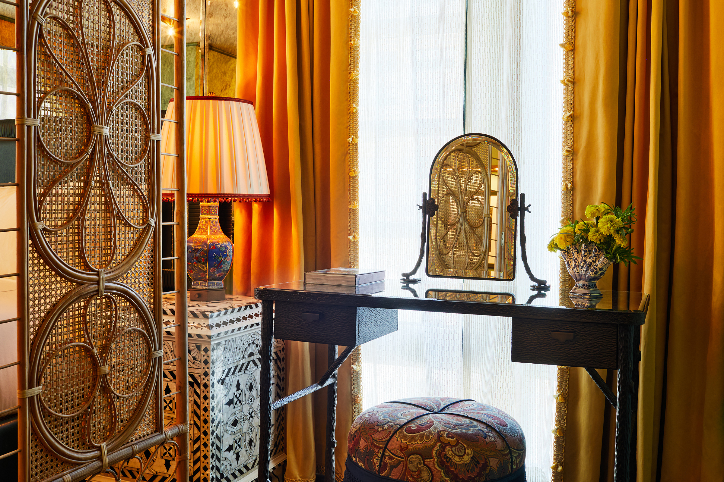 Vanity details in suite at Fifth Avenue hotel