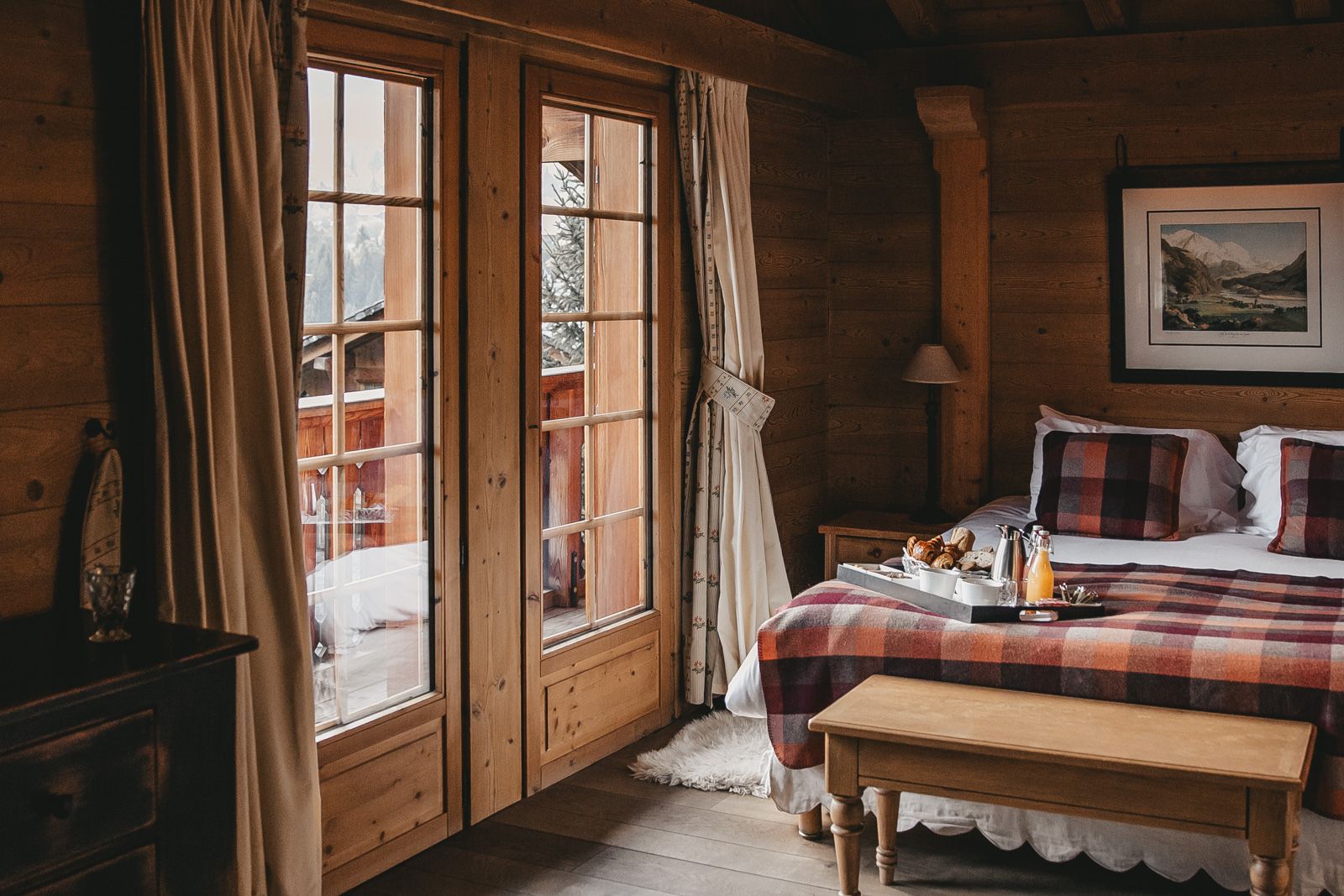 Wooden chalet bedroom