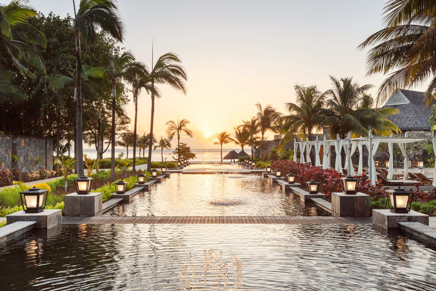Indian Ocean, Mauritius, The St. Regis Le Morne, water feature