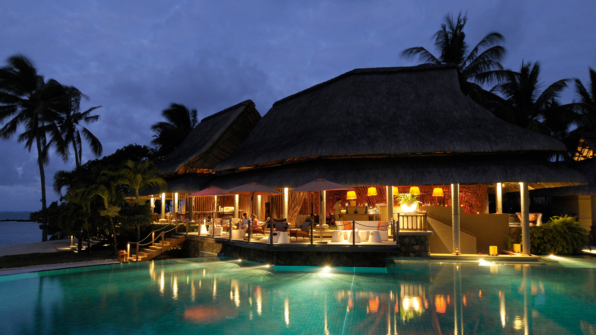 Indian Ocean, Mauritius, Constance Prince Maurice, Laguna bar exterior