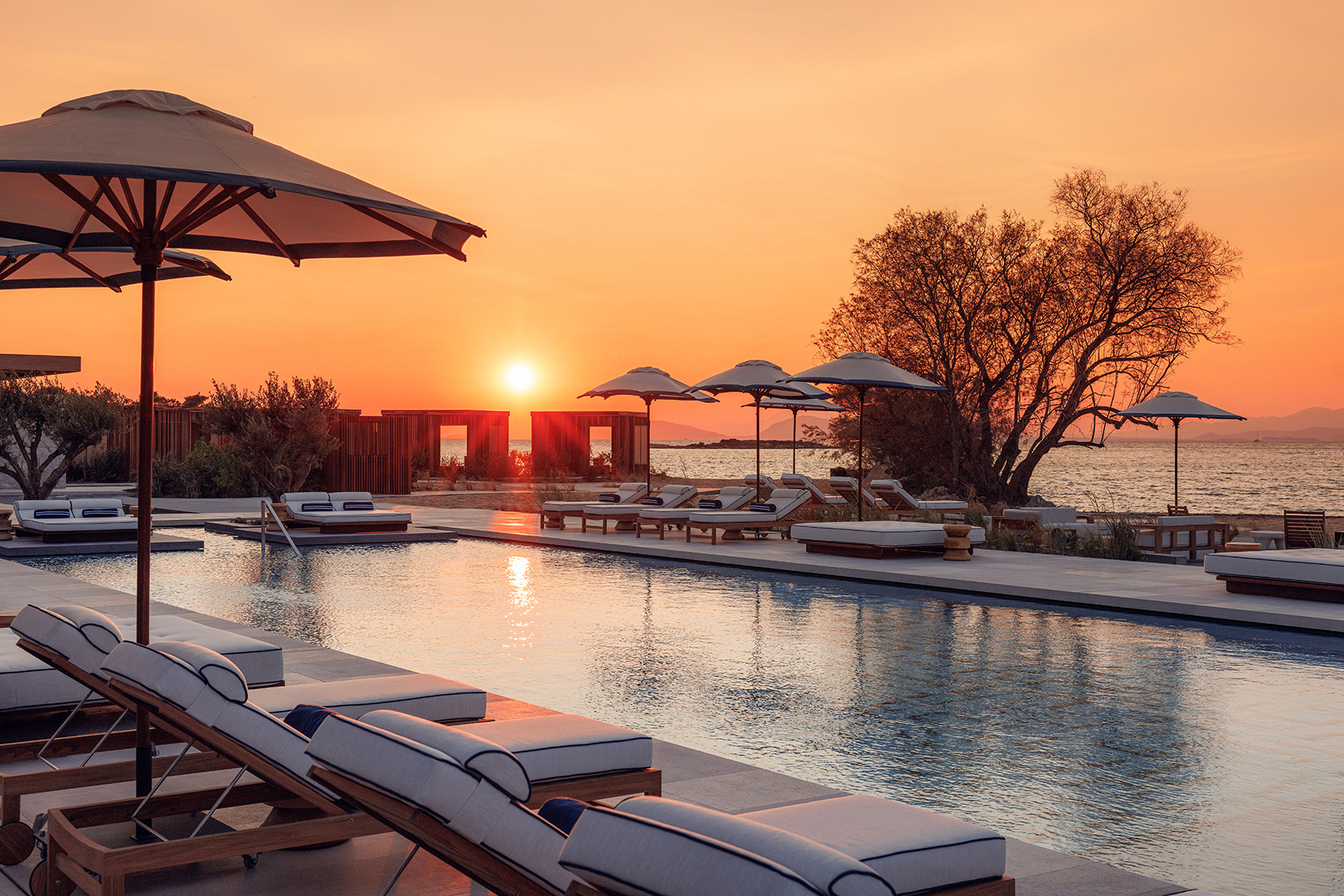 Europe, Greece, Athenian Riviera, One&Only Aesthesis, pool at sunset