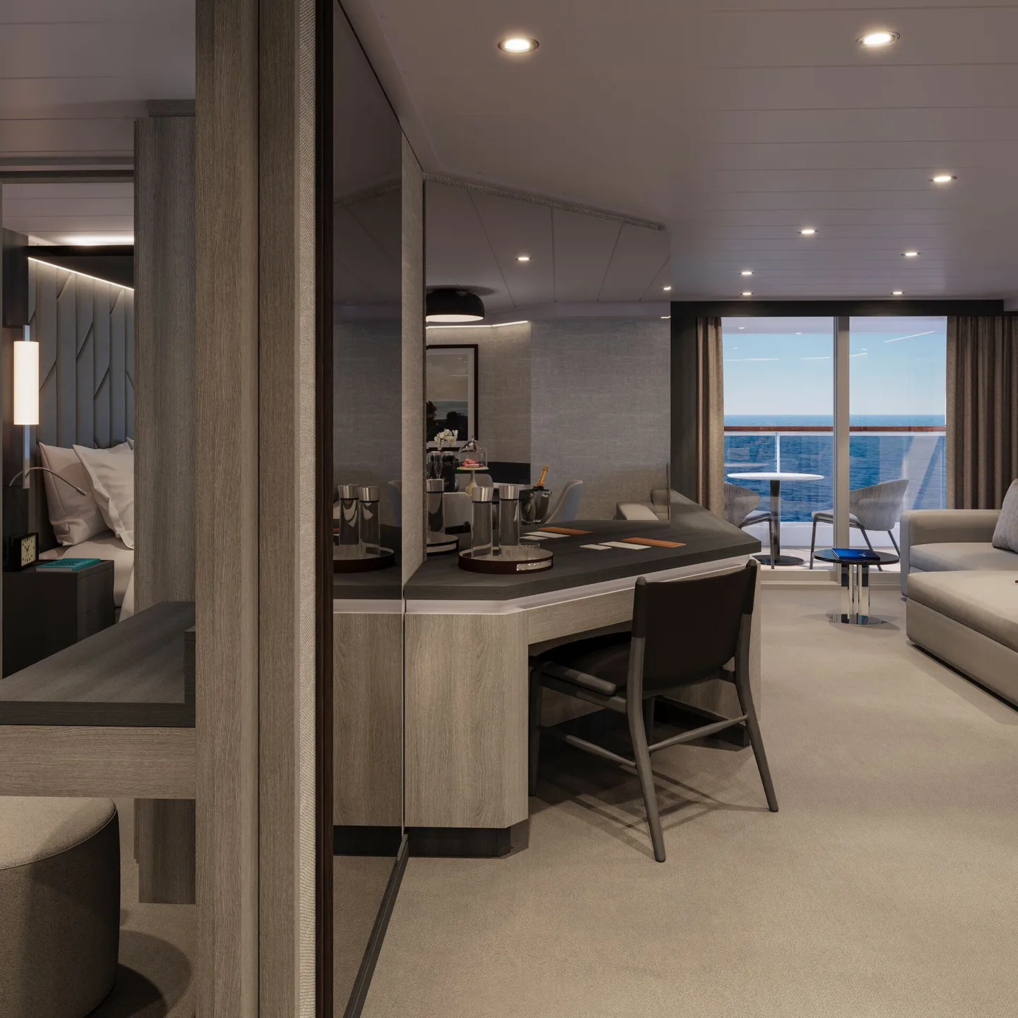 Cruise, Explora Journeys, Explora III cruise ship, suite dressing table with mirror