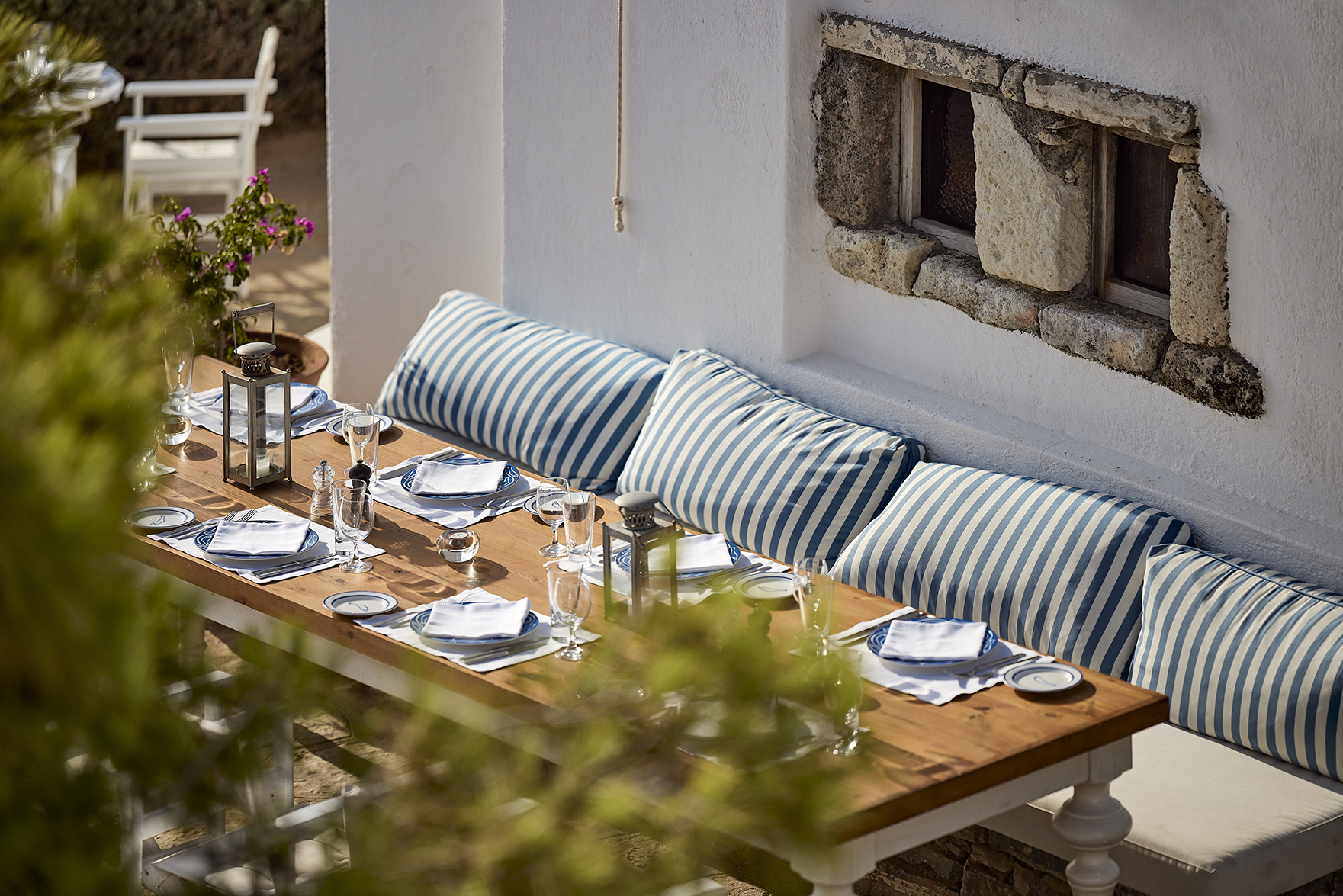Europe, Greece, Crete, St. Nicolas Bay Resort Hotel & Villas, Kafenion restaurant group table