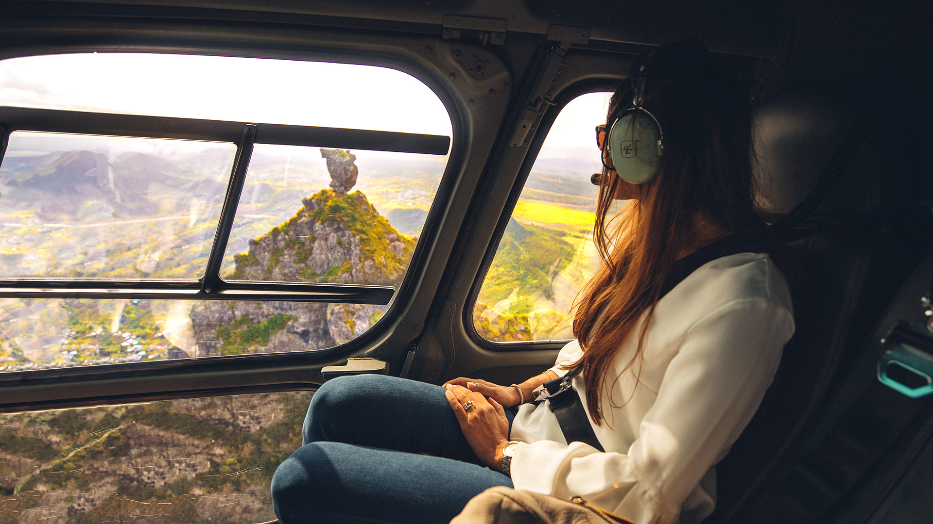 Indian ocean, Mauritius, One & Only Le Saint Geran, Helicopter