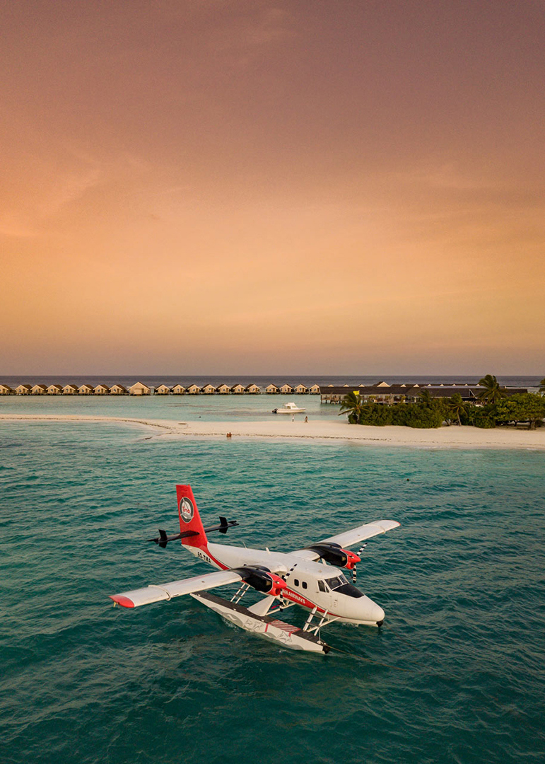 Indian Ocean, Maldives, LUX* South Ari Atoll Resort & Villas, Seaplane on the water