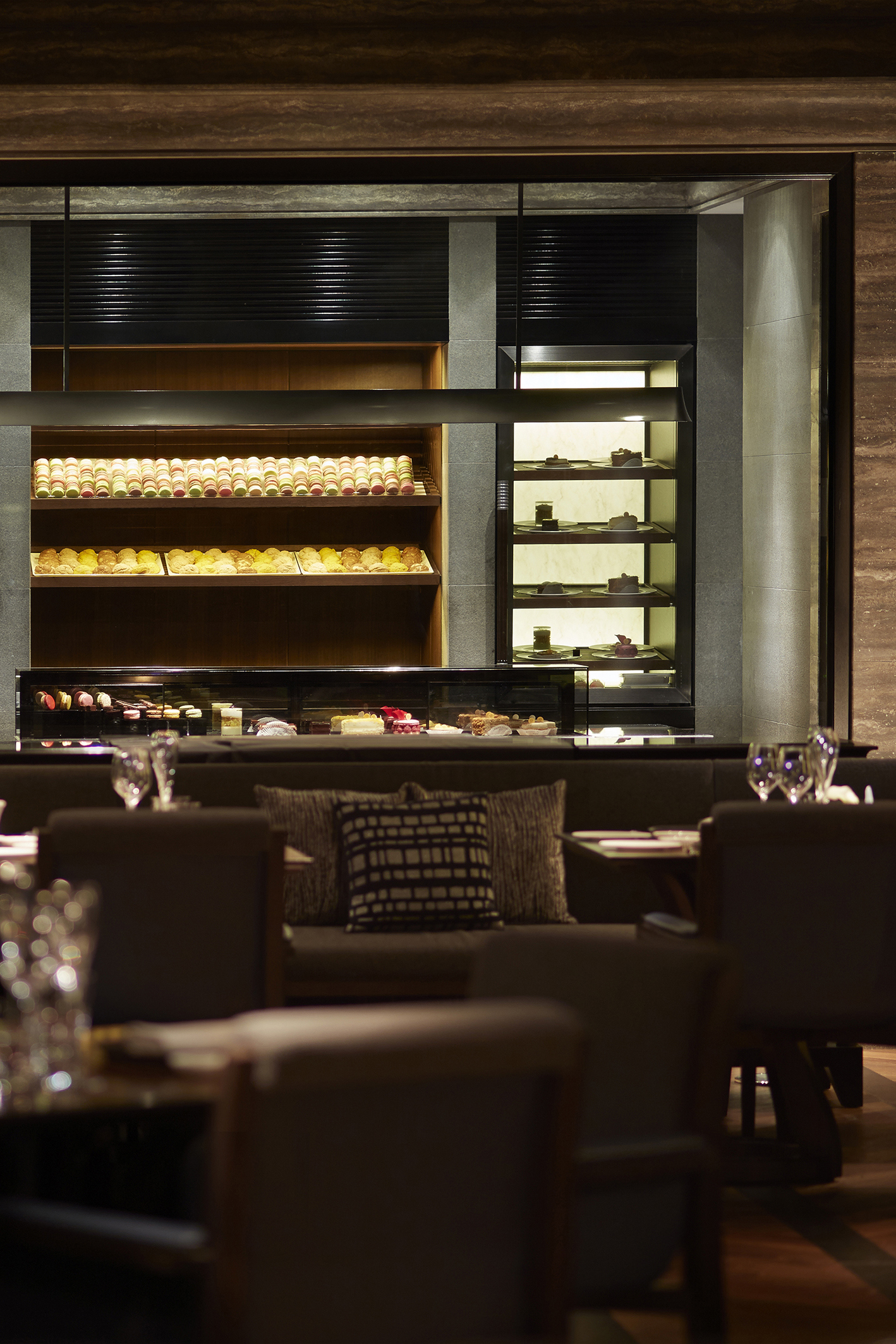 A cosy restaurant with comfy seating and mood lighting