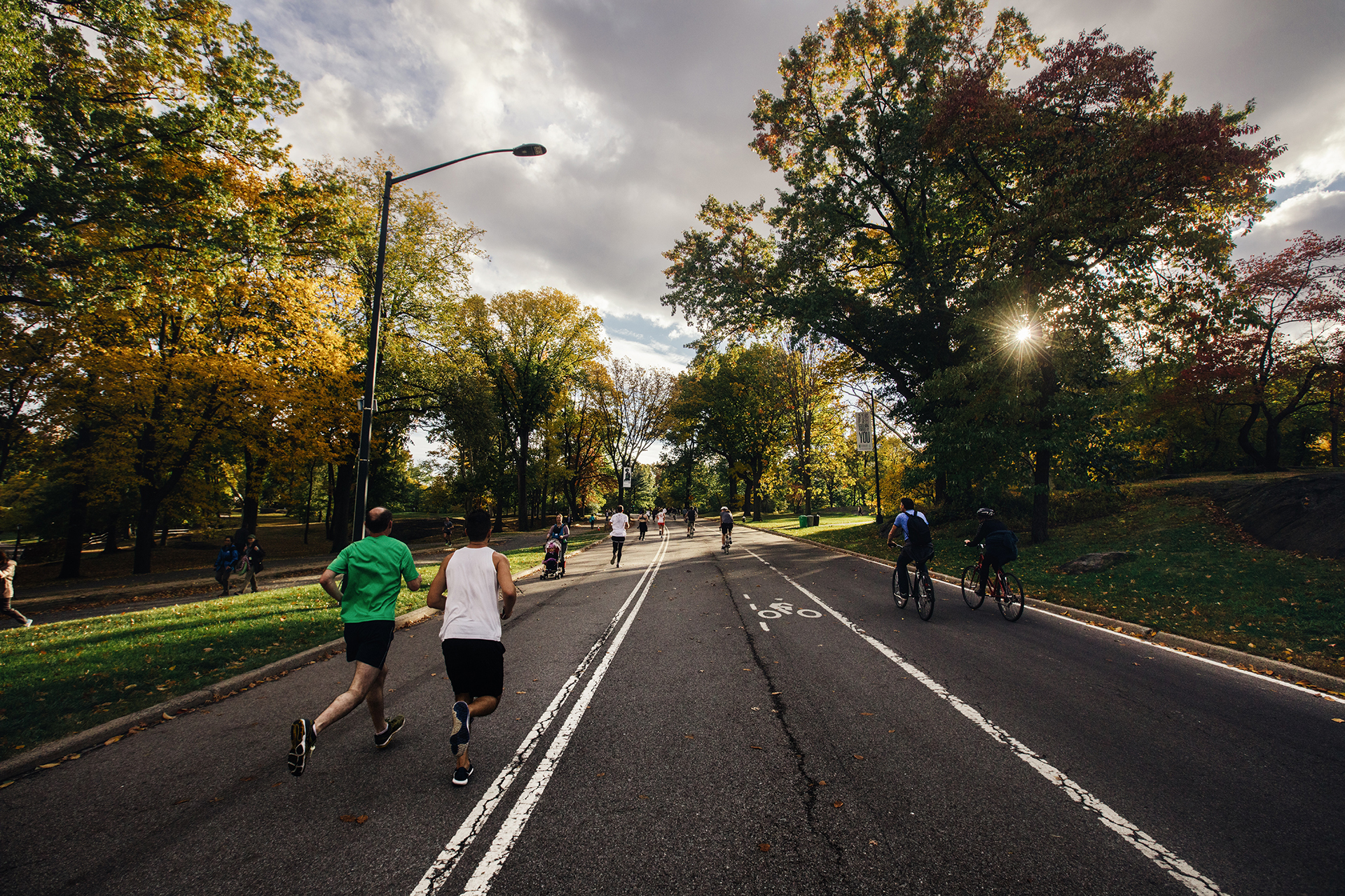 Running and cycling in Central Park, New York