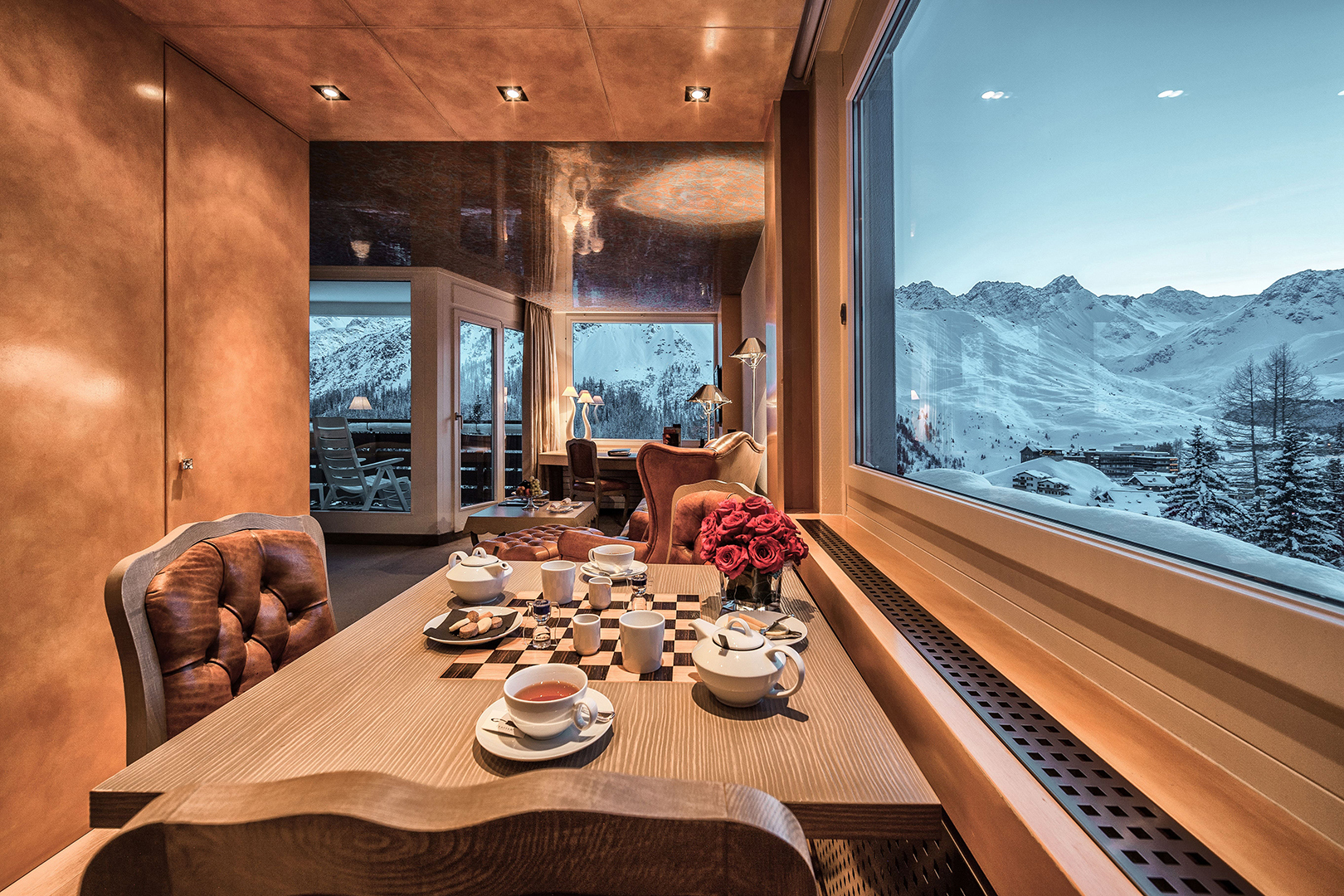 Ski & Snow, Switzerland, Arosa, Tschuggen Grand Hotel, Restaurant dining
