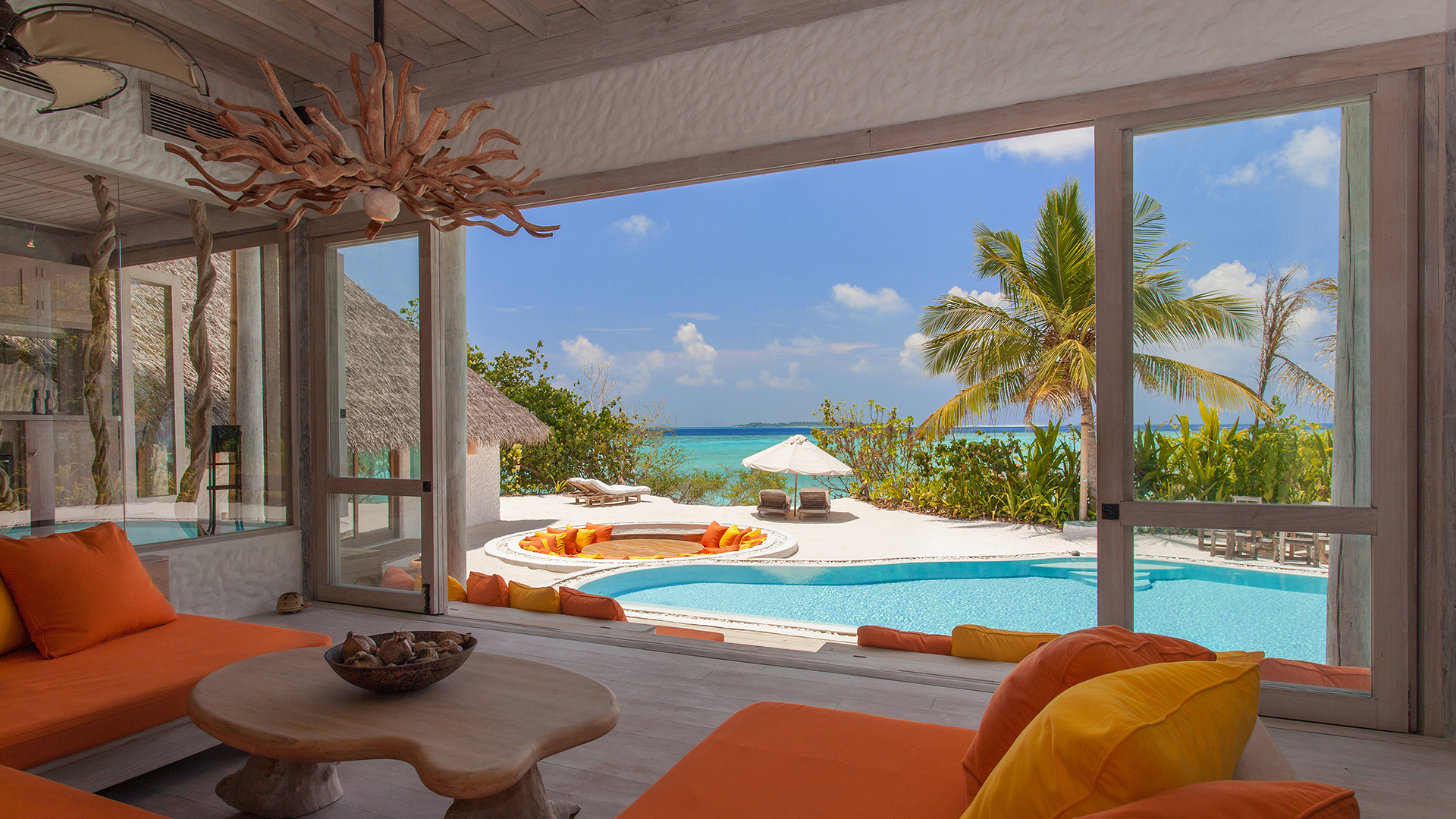 Indian Ocean, Maldives, Soneva Fushi, Villa sea view