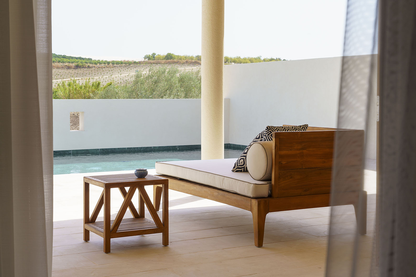 Europe, Italy, Sicily, Il San Corrado di Noto, sun lounger on private pool terrace 