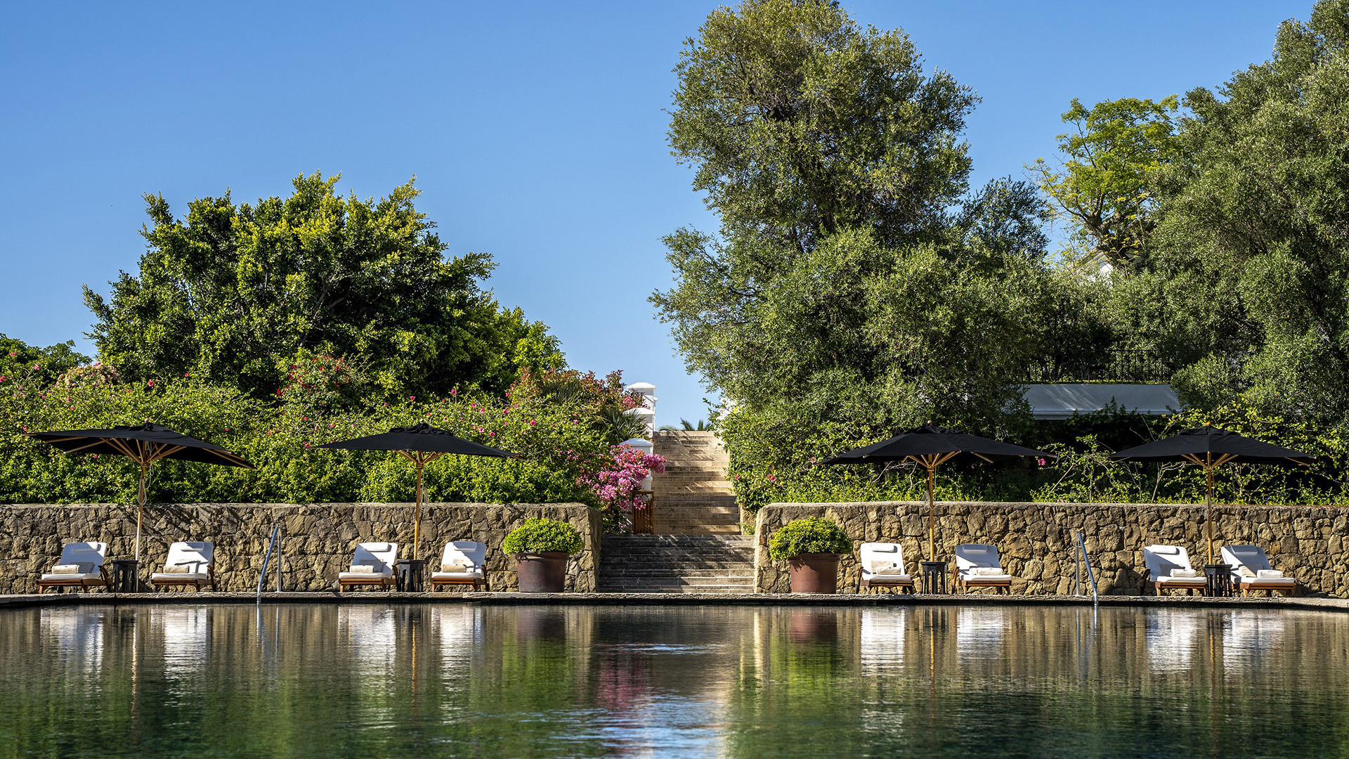 Europe, Spain, Costa del Sol, Finca Cortesin, Sunloungers