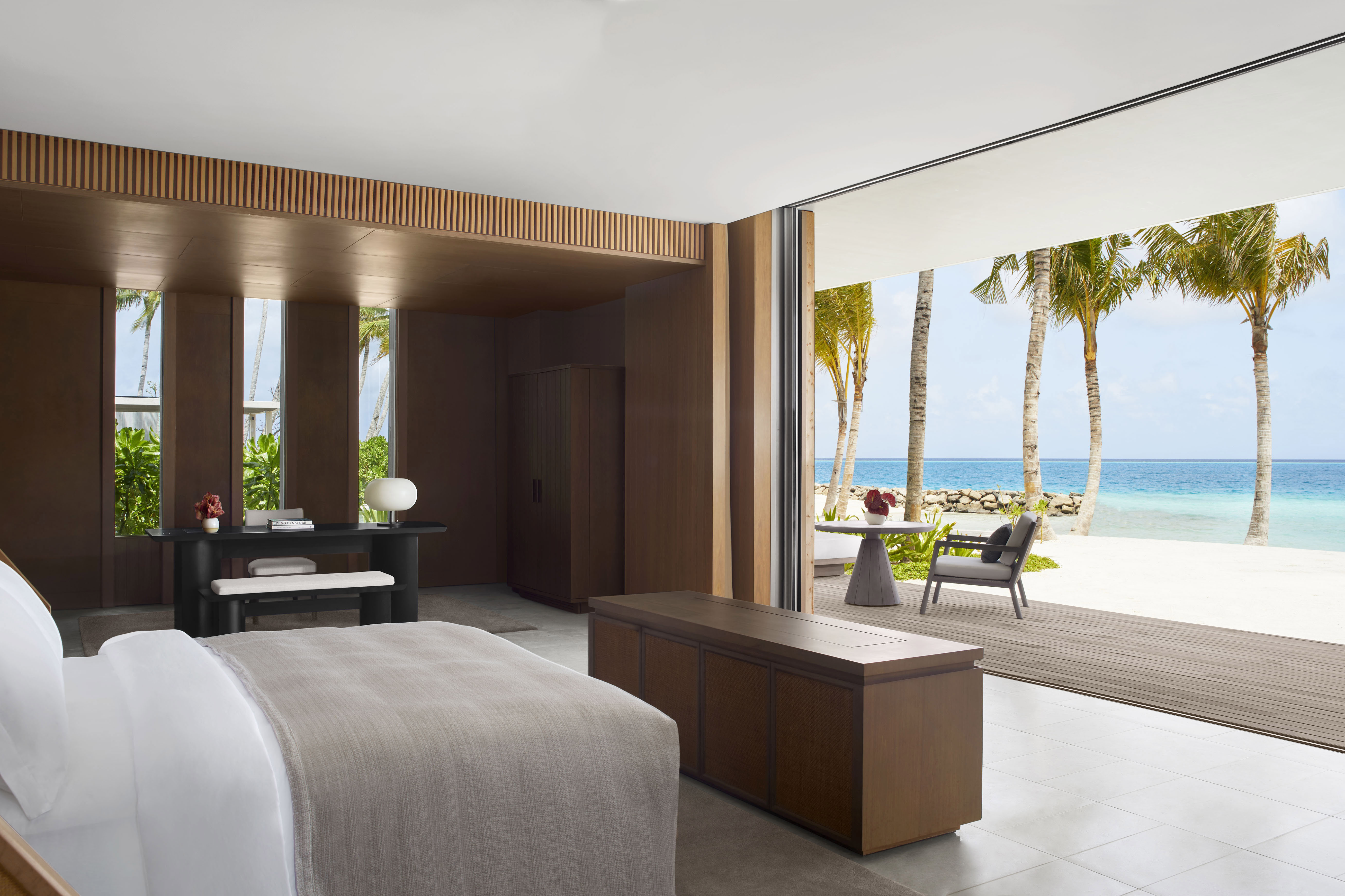 Bedroom of RC Estate looking out onto the beach