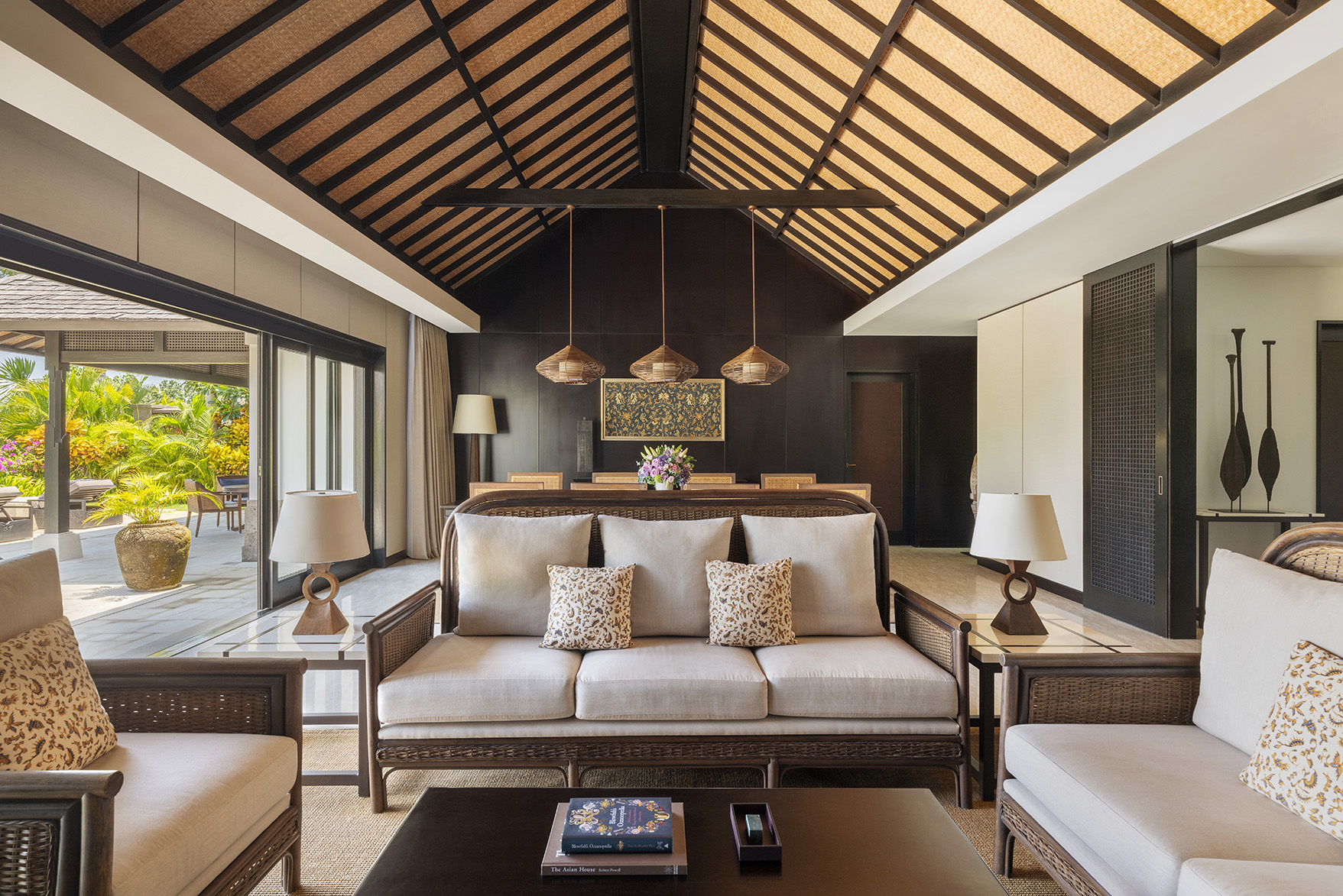 Asia, Indonesia, Bali, Raffles Bali, Ocean front two bedroom villa, living and dining room