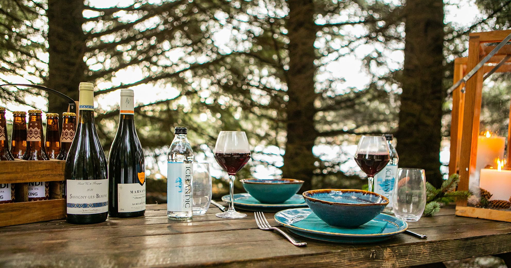 Europe, Iceland, Wild Dining Set Up In Haukadalsskogur