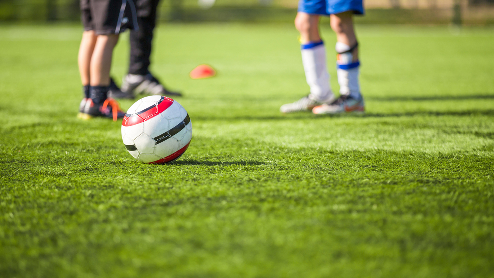 Low angle football on grass