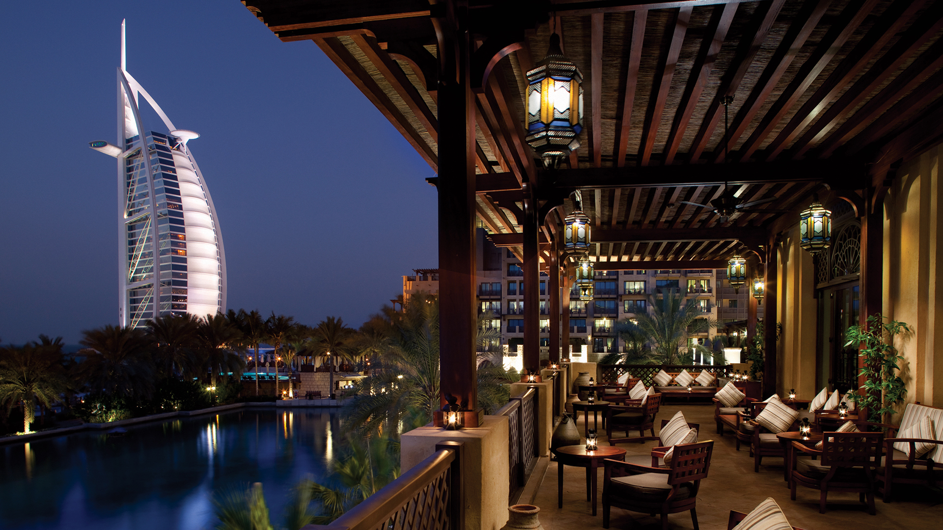 Indian Ocean, Arab Emirates, Dubai, Jumeirah Mina Al Salam, Bahri Bar terrace